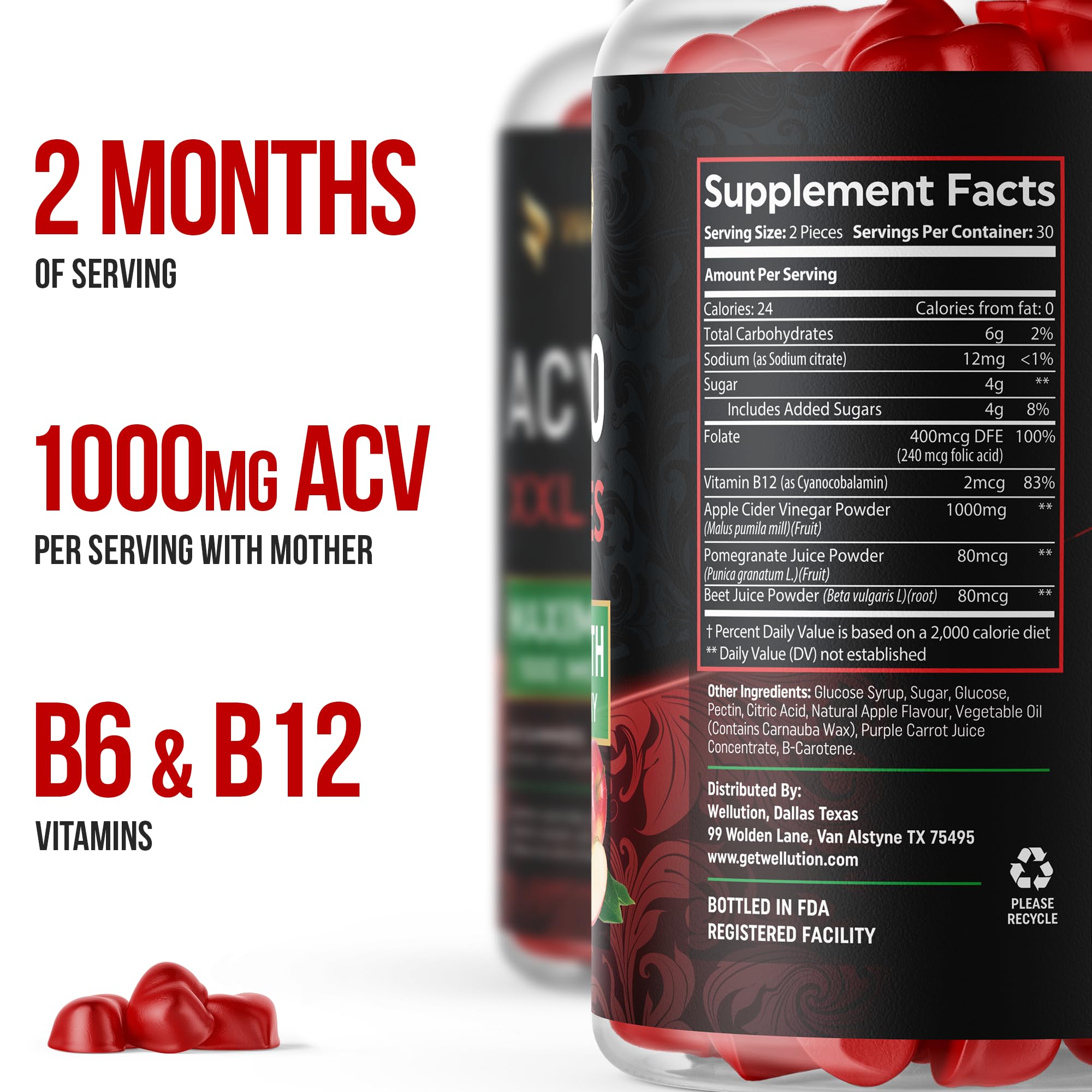 WELLUTION Apple Cider Vinegar 120 XXL Gummies - Support Digestion & Weight Management… WELLUTION Au supplements