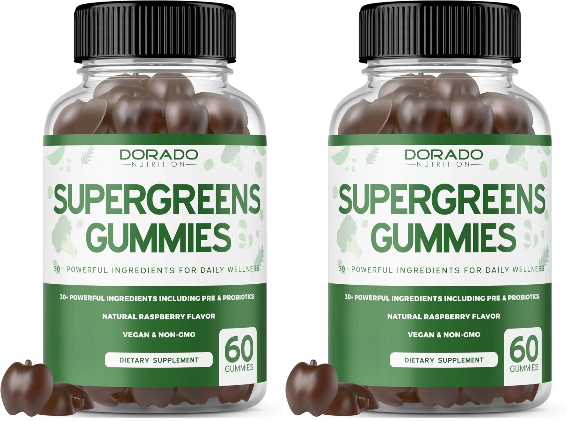 Supergreens Gummies (60 Count) Daily Greens Gummies - Greens Supplements with 8 Ingredient Power Blend - Superfood for Immunity Support for Adults - Third Party Tested, Vegan & USA Made (Pack of 2) DORADO NUTRITION Au supplements