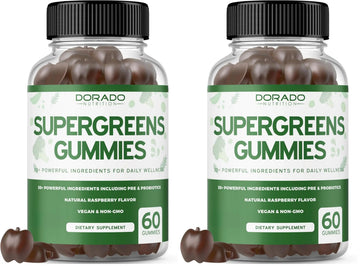 Supergreens Gummies (60 Count) Daily Greens Gummies - Greens Supplements with 8 Ingredient Power Blend - Superfood for Immunity Support for Adults - Third Party Tested, Vegan & USA Made (Pack of 2) DORADO NUTRITION Au supplements