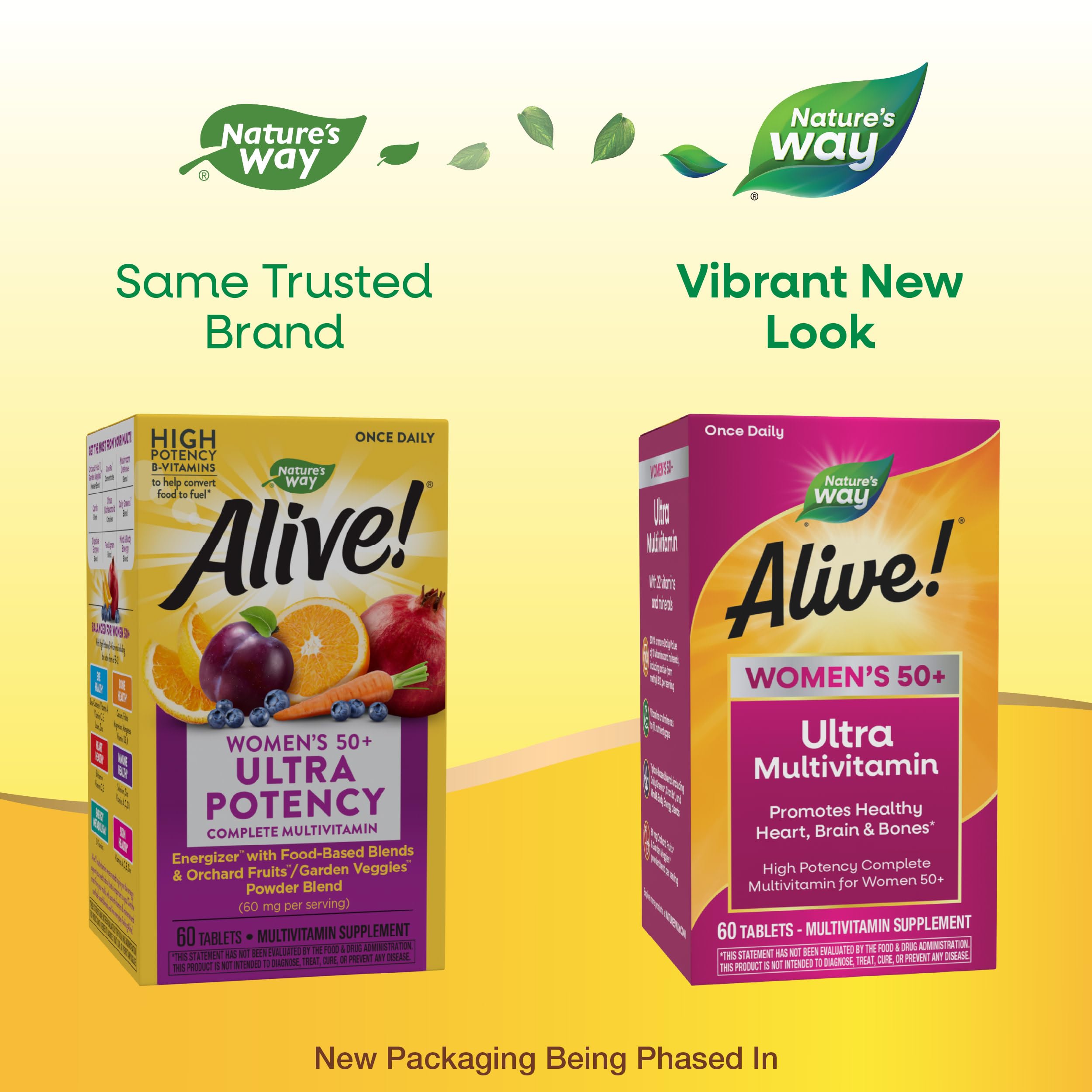 Nature’s Way Alive! Ultra Potency Multivitamin for Women 50 Plus, Complete High Potency Formula with Vitamin D3, C, E, Methylated B12, Supports, Heart, Brain, and Bone Health*, 60 Tablets Nature's Way Au supplements