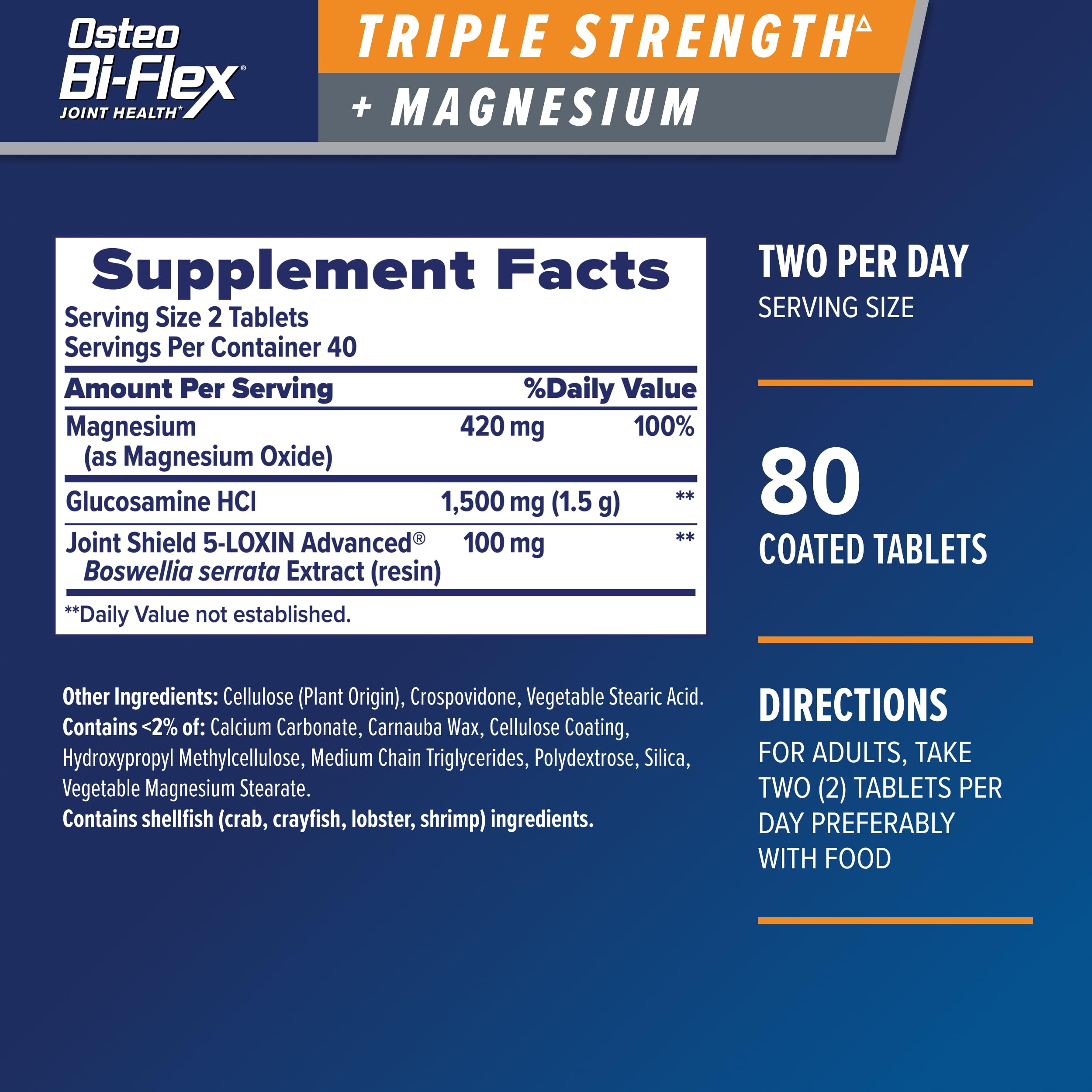 Osteo Bi-Flex Triple Strength Glucosamine Supplement with Magnesium, Improve Joint Function, Helps Leg Cramps and Muscle Function, 80 Coated Tablets Osteo Bi-Flex Au supplements