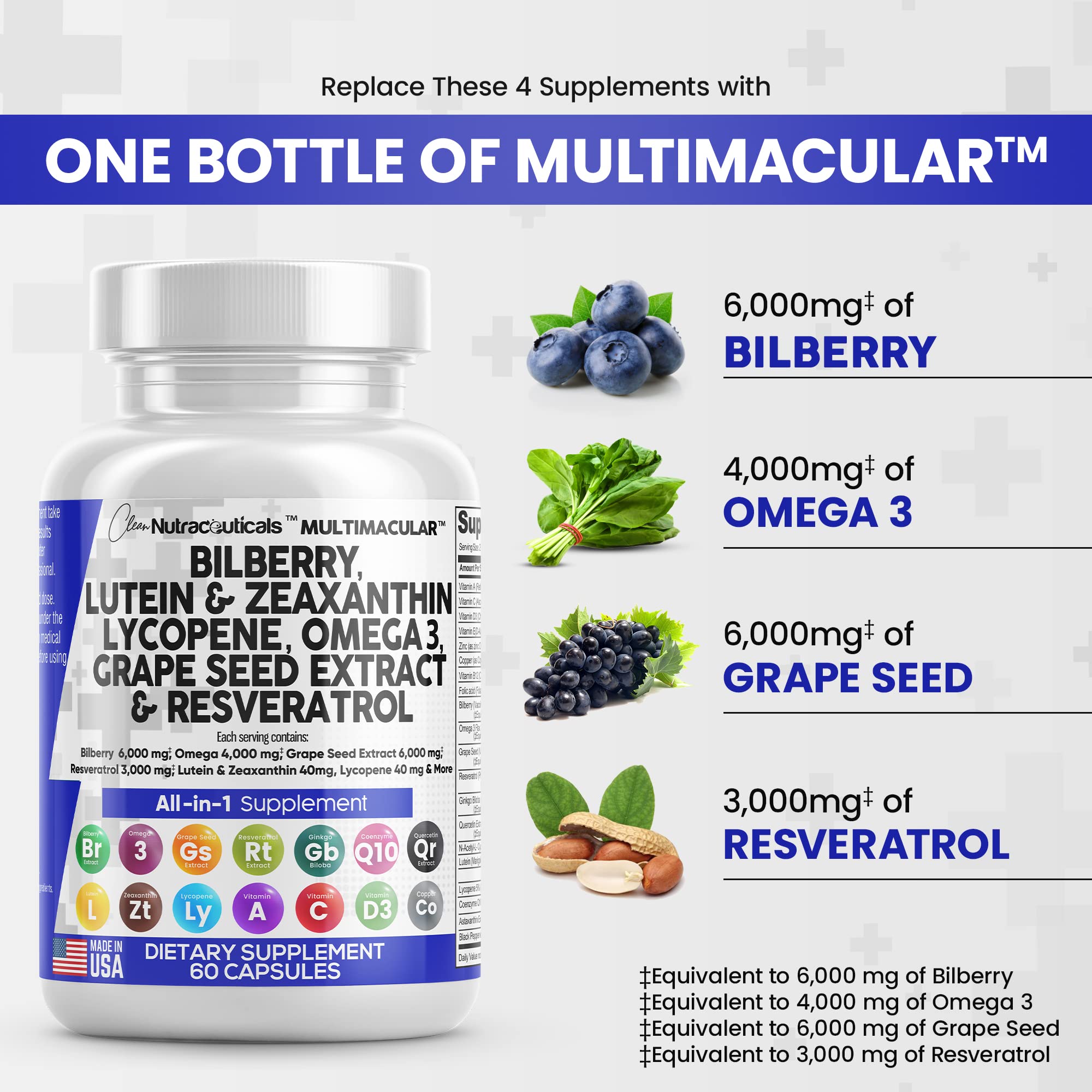 Eye Health Vitamins with Bilberry 6000mg Lutein & Zeaxanthin 40mg Lyco Clean Nutraceuticals Au supplements