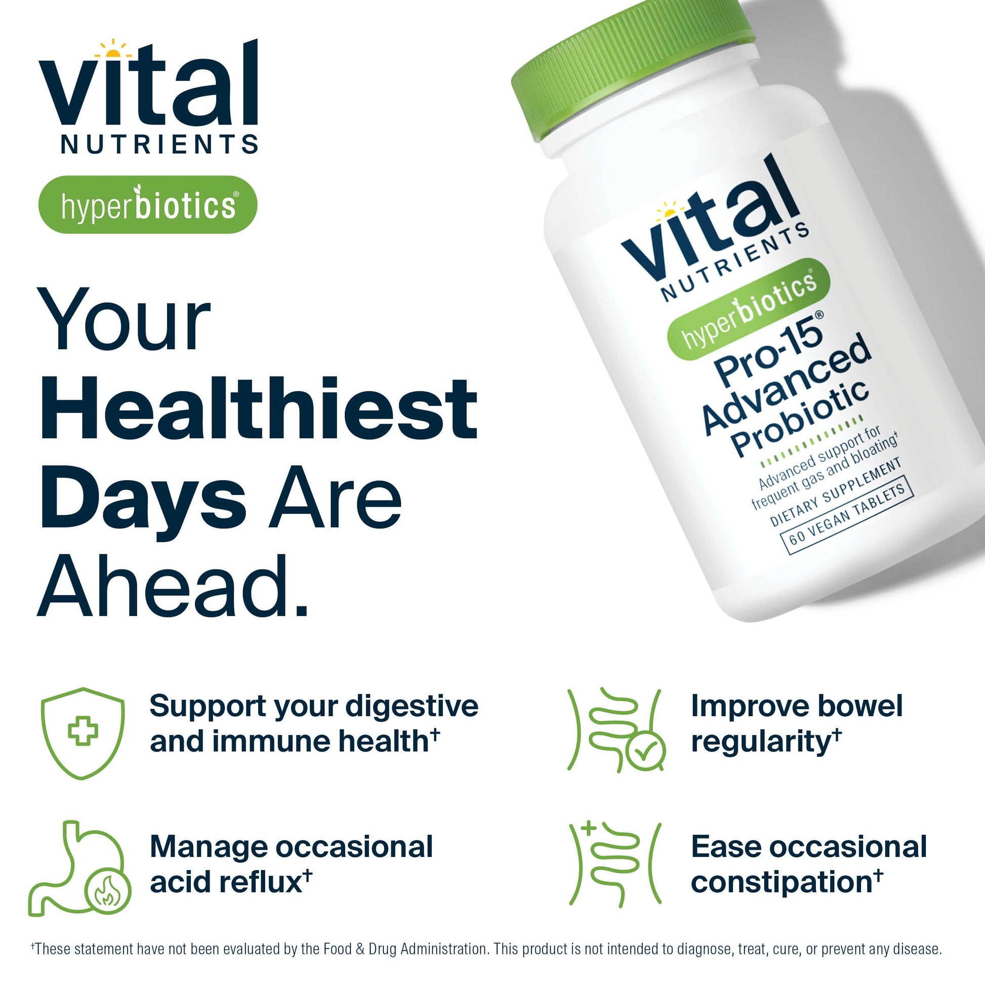 Hyperbiotics Vital Nutrients Pro-15 Advanced Probiotics for Women and Men | 15 Strains + Kiwifruit | Clinically Studied Daily Probiotics for Digestive Health, Gas, & Bloating | 60 Vegan Tablets Hyperbiotics Au supplements
