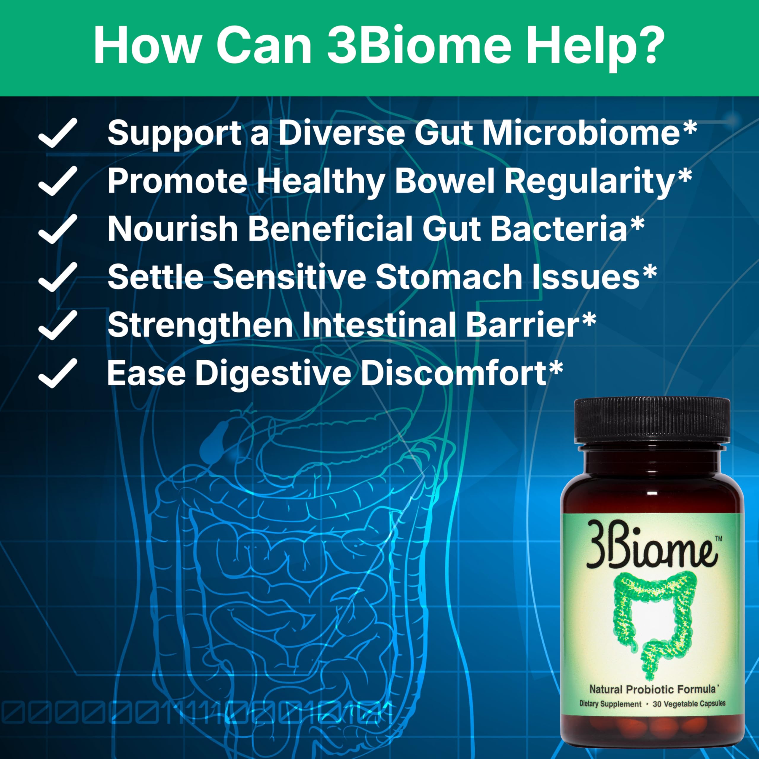 3Biome - Natural Probiotic Supplement - Non-GMO, Vegan, Gluten-Free 3Biome Au supplements