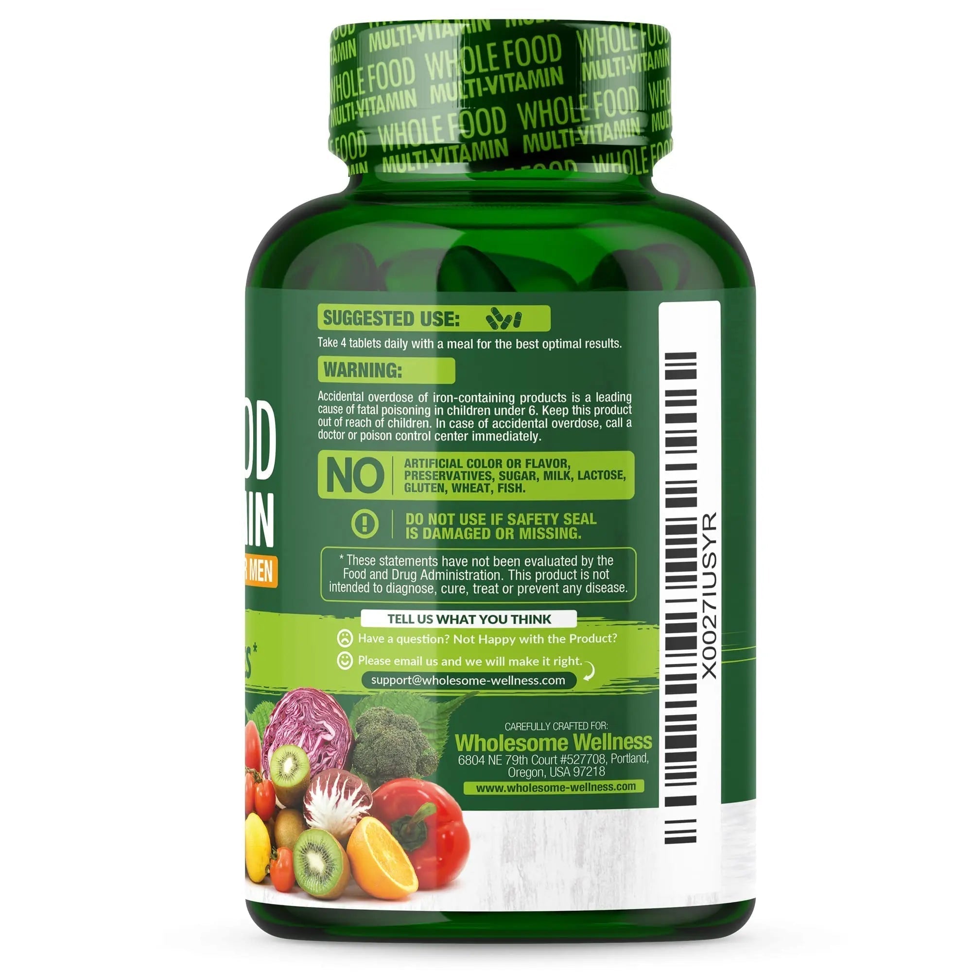 Wholesome Wellness Whole Food Multivitamin for Men - Natural Multi Vitamins, Minerals, Organic Extracts - Vegan Vegetarian - 120 Tablets Wholesome Wellness Au supplements