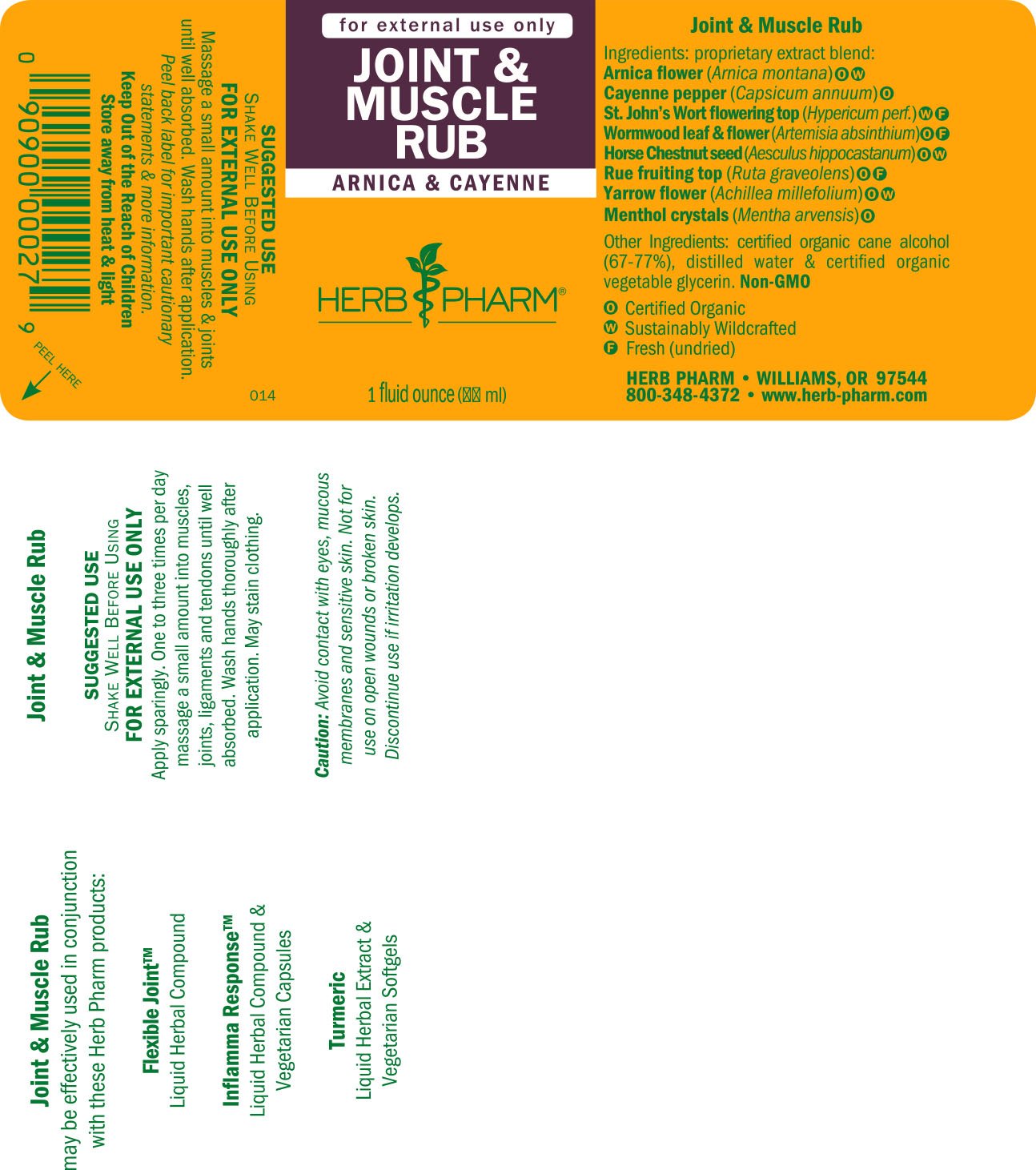 Herb Pharm Joint and Muscle Warming Rub with Cayenne Extract - 1 Ounce Herb Pharm Au supplements