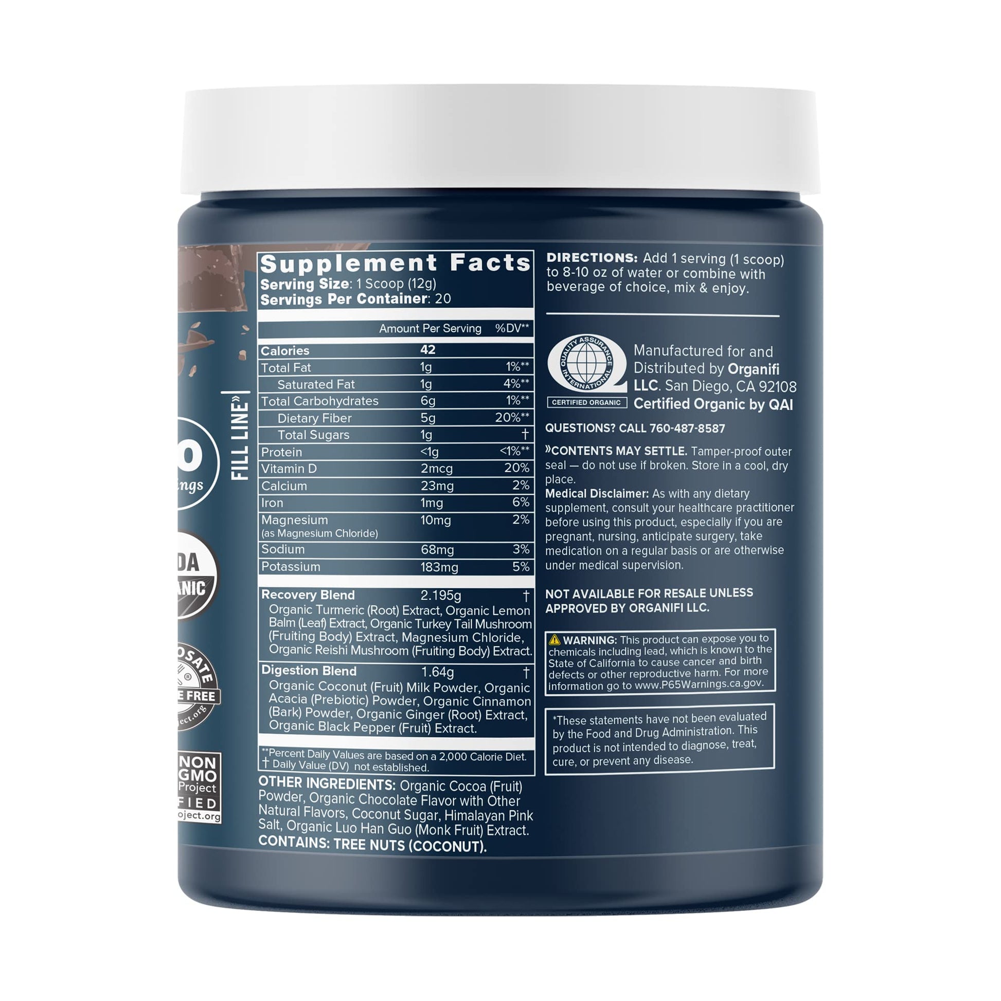 Organifi - Gold Chocolate - Superfood Supplement Powder - 20 Day Supply - Supports Rest Organifi Au supplements