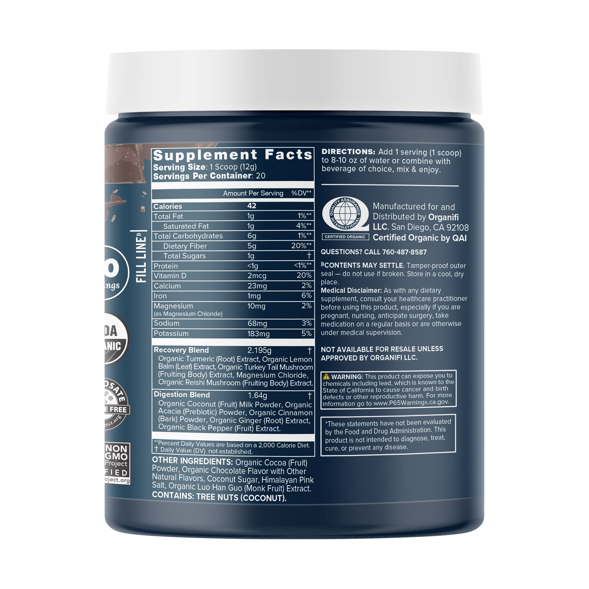 Organifi - Gold Chocolate - Superfood Supplement Powder - 20 Day Supply - Supports Rest Organifi Au supplements