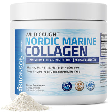 Bronson Marine Collagen Peptides Hydrolyzed Protein Powder 100% Wild Caught Nordic Cod Verified Sustainable Source for Joints Skin Hair Nails & Bones 150g (5.29oz) Bronson Au supplements