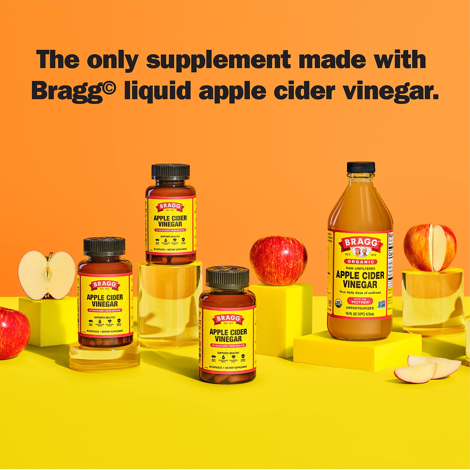 Bragg Apple Cider Vinegar Capsules - Vitamin D3 & Zinc - 750mg of Acetic Acid – Immune Bragg Au supplements