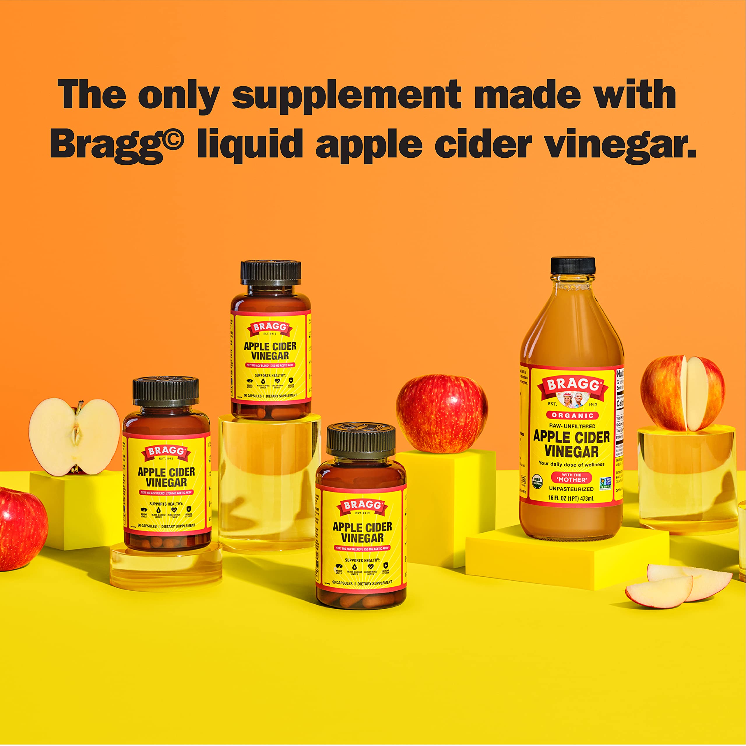 Bragg Apple Cider Vinegar Capsules - Vitamin D3 & Zinc - 750mg of Acetic Acid – Immune Bragg Au supplements