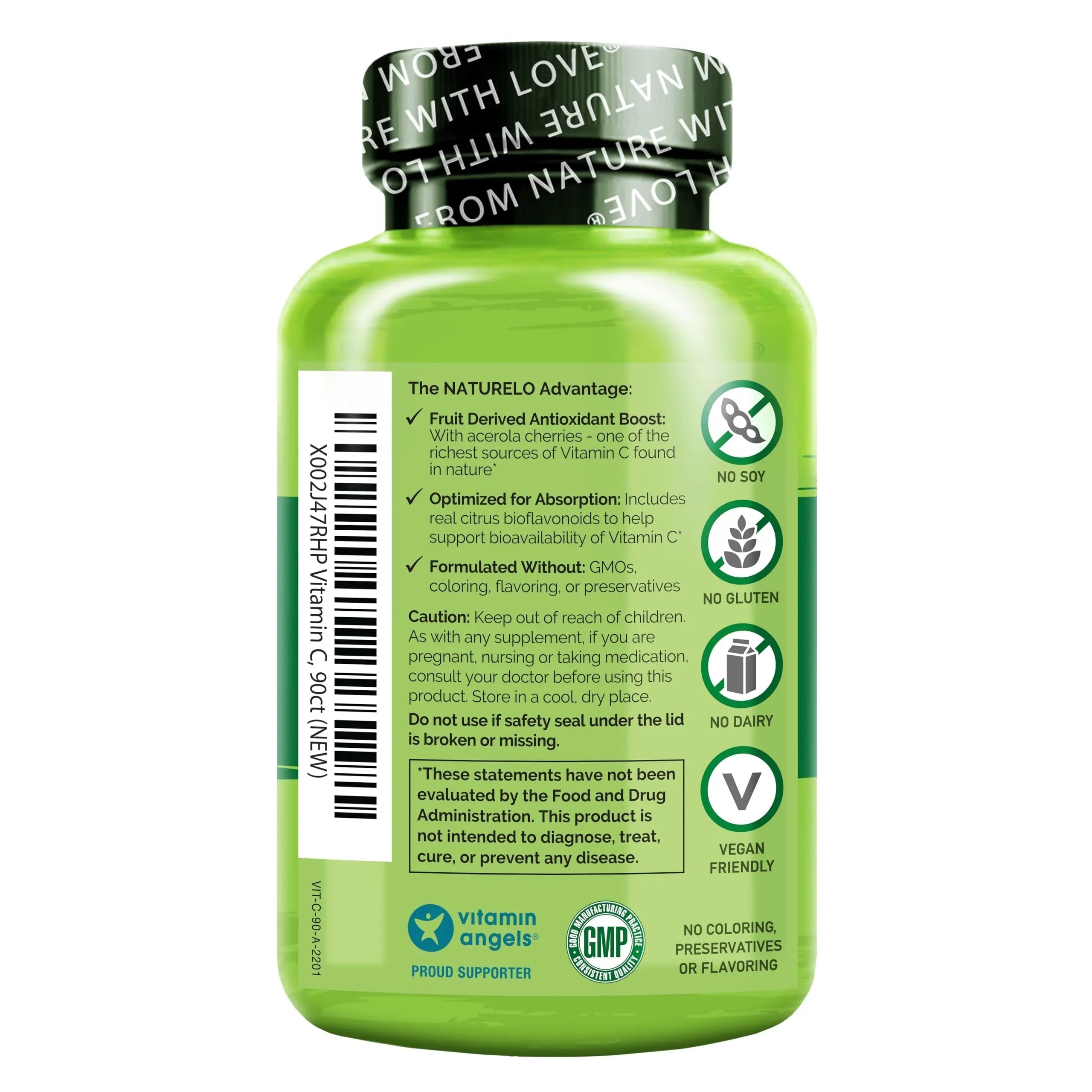 NATURELO Vitamin C with Organic Acerola Cherry Extract and Citrus Bioflavonoids - Vegan Supplement - Immune Support NATURELO Au supplements