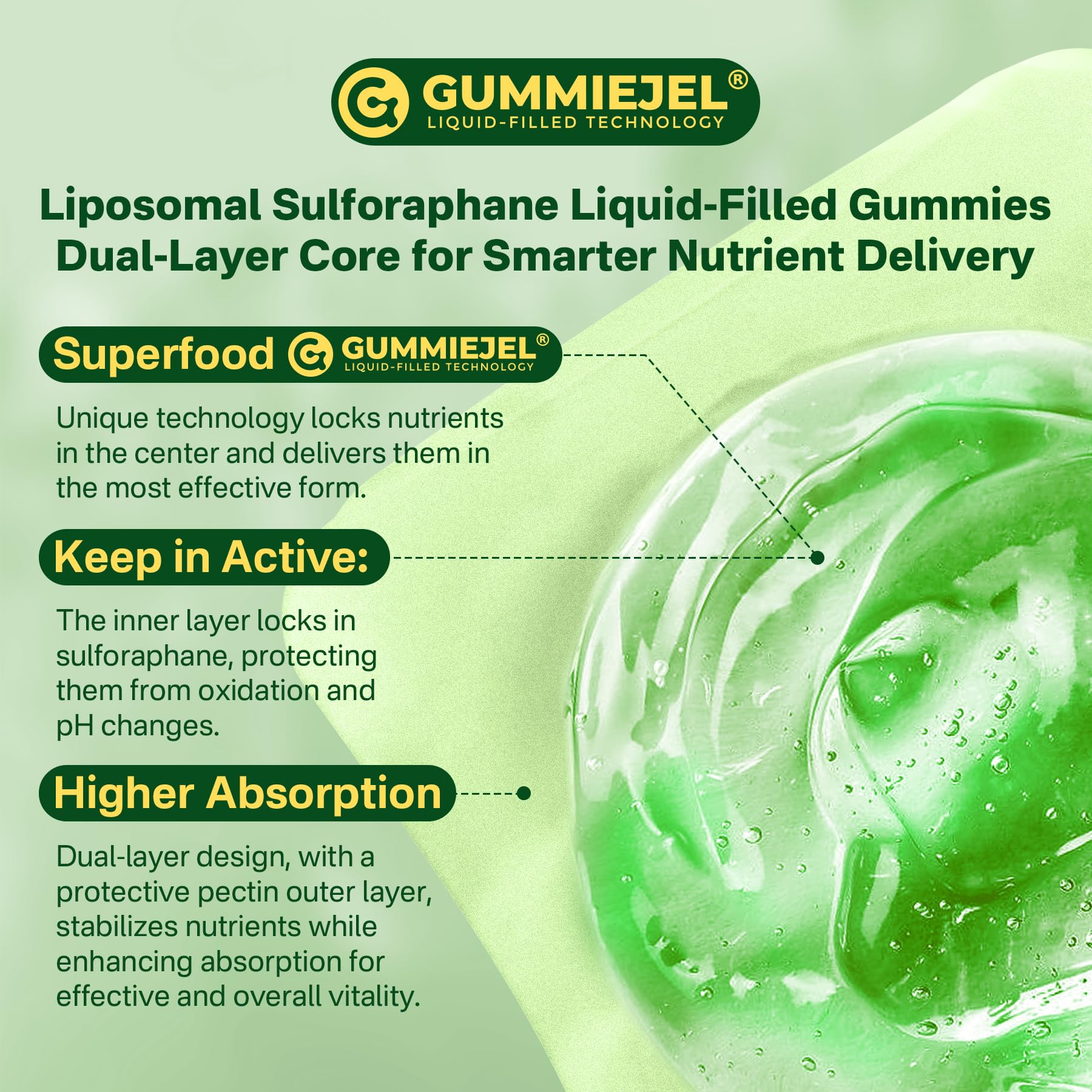 Liposomal Sulforaphane Supplement 150mg, from Broccoli Seed Extract w/Myrosinase, Quercetin, Glutathione, Sulforaphane Supplement Gummies for Antioxidants Detox Cellular Brain Health, Chewable 60Cts LILICARE Au supplements