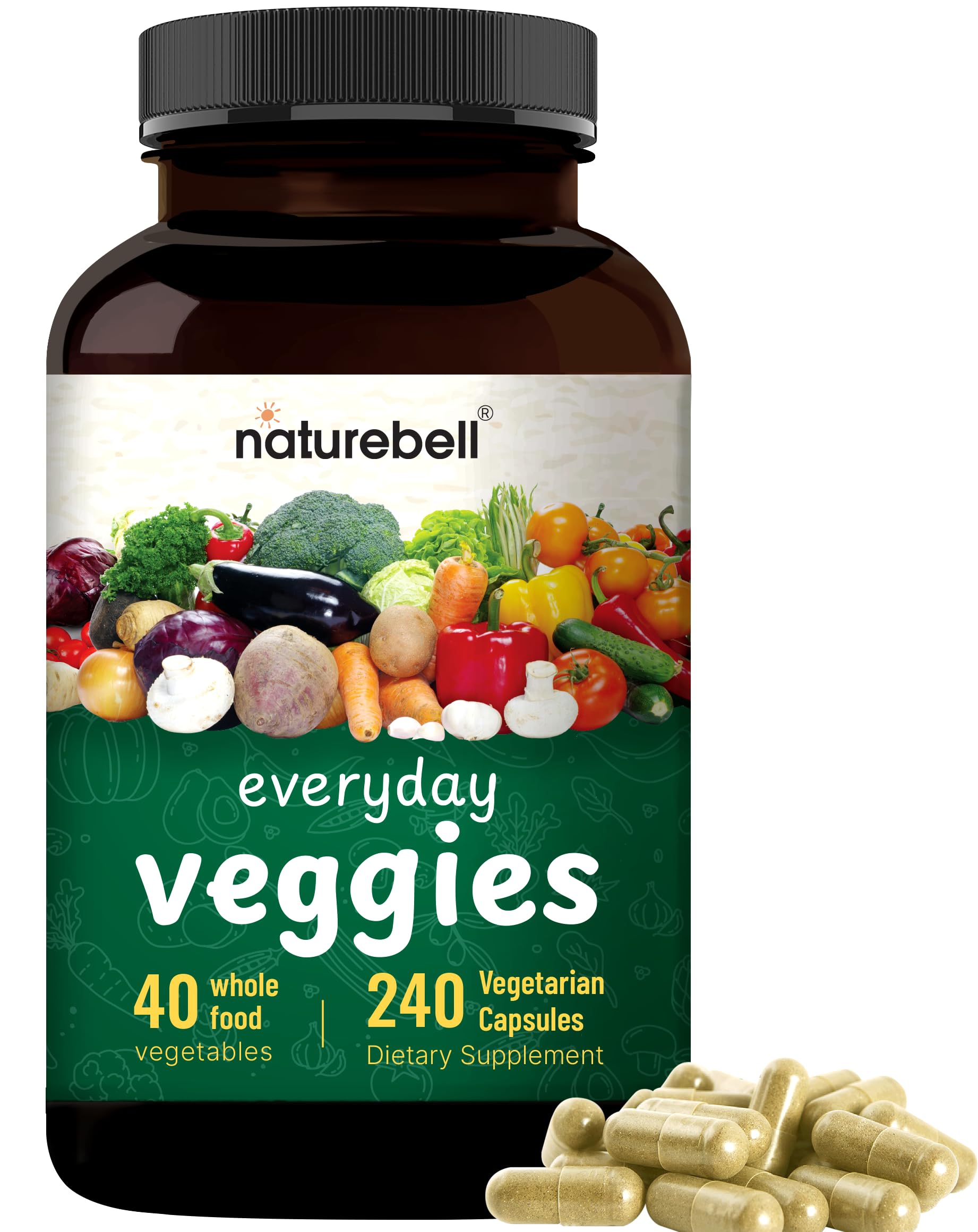 Fruit and Veggies Supplement – 480 Total Vegetarian Capsules | Balance of Natural 40 Whole Fruits & Veggies Blend | Fresh Superfood Formula with Vitamins and Minerals – Non-GMO NatureBell Au supplements