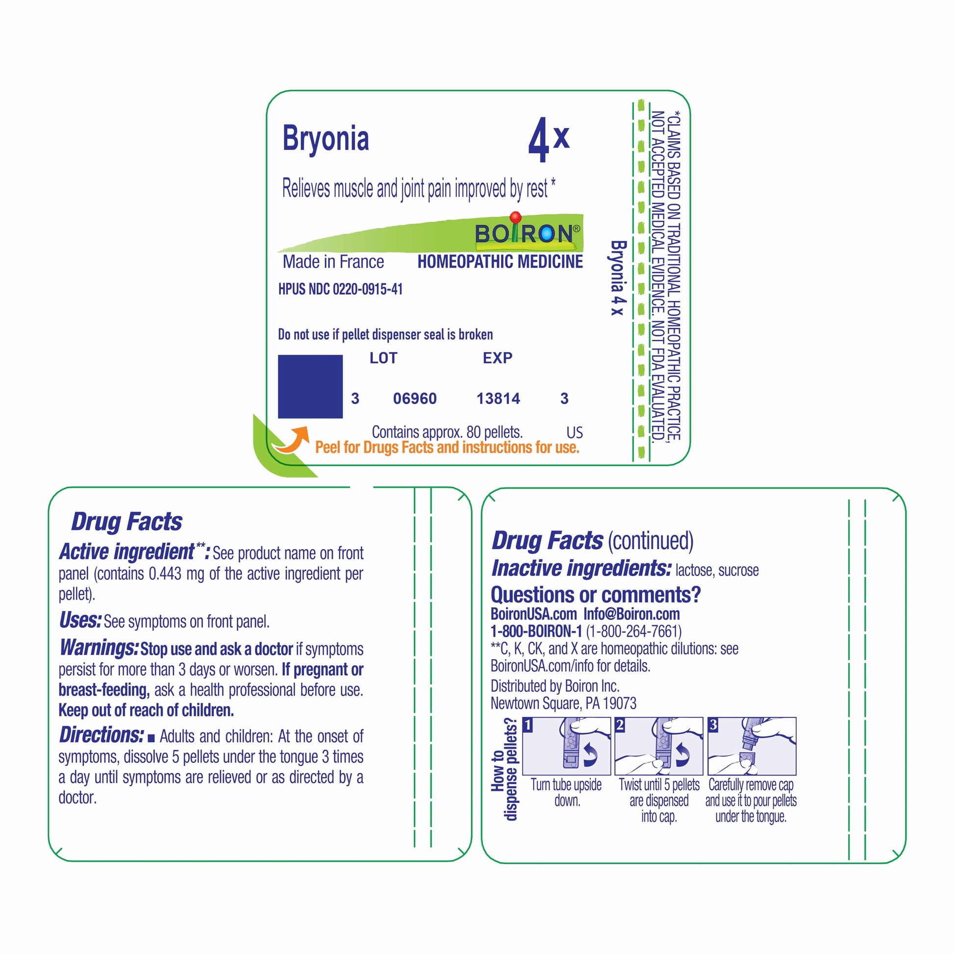 Boiron Bryonia 4X Homeopathic Medicine for Muscle & Joint Pain - 80 Pellets Boiron Au supplements