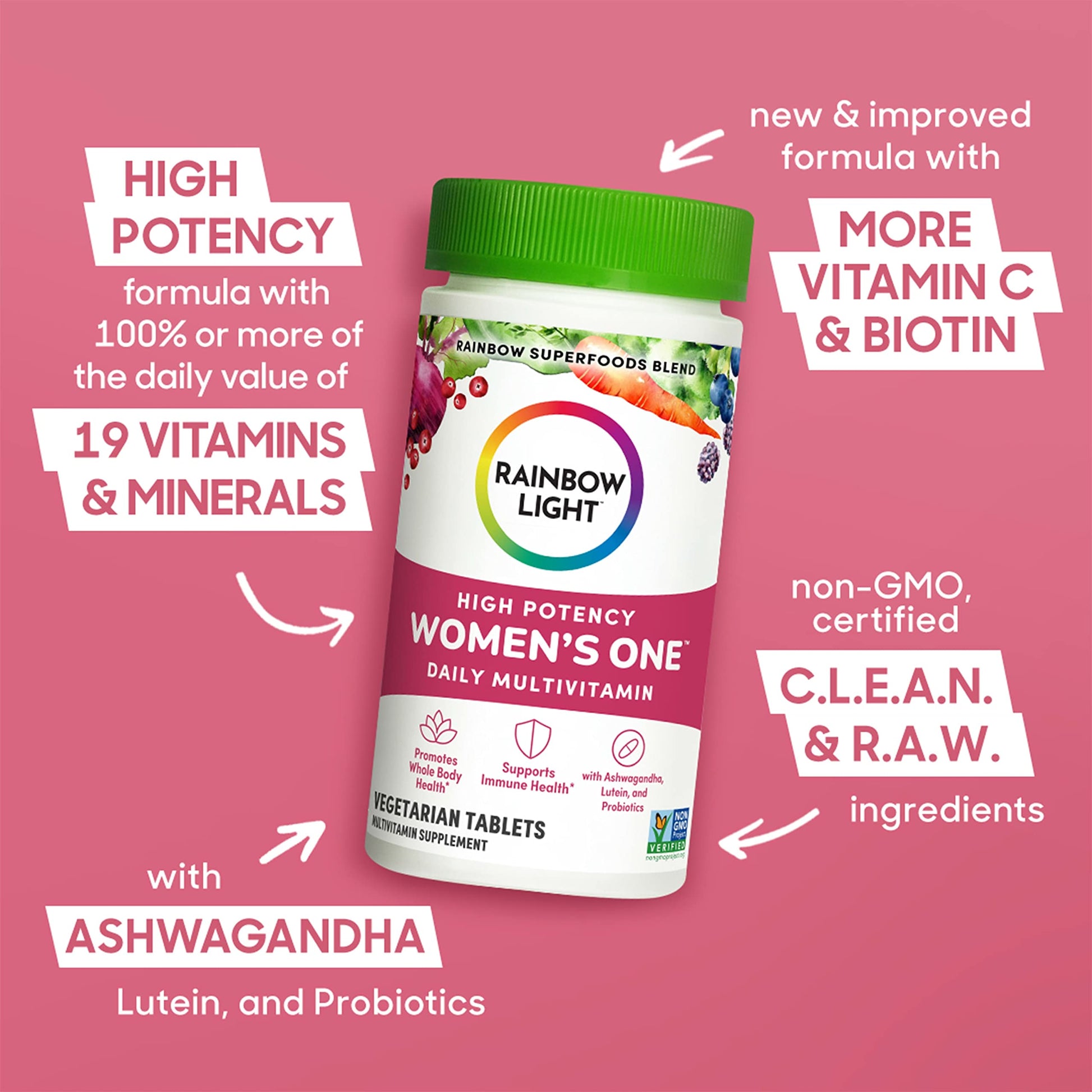 Rainbow Light Womens One High-Potency Daily Multivitamin, Womens Multivitamin Provide Rainbow Light Au supplements