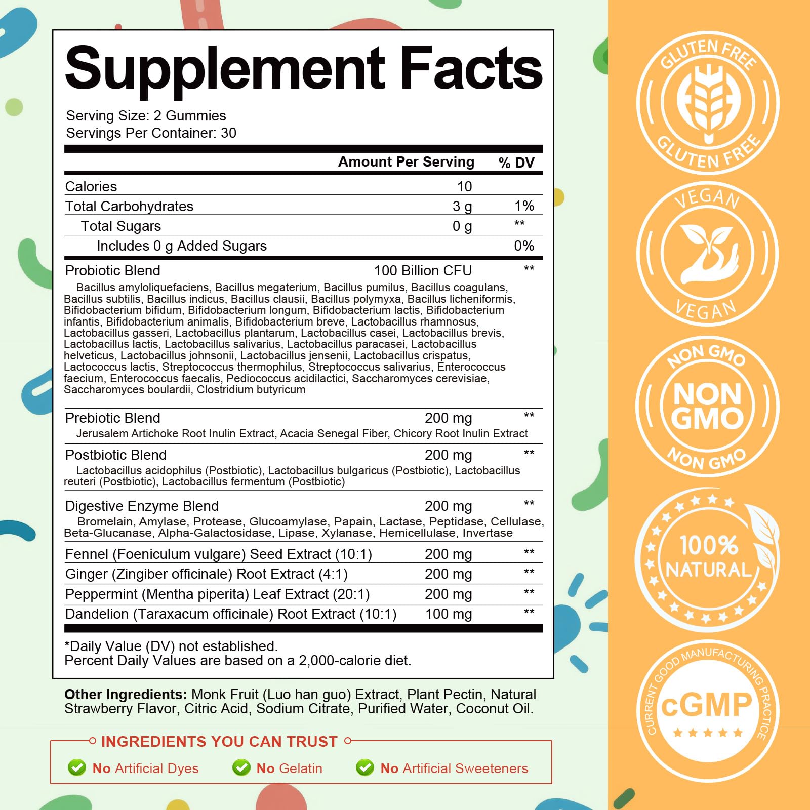 Totaria Sugar Free 5-in-1 Probiotic Prebiotic Postbiotic Gummy, 36 Strains Probiotics for Women Men with Digestive Enzymes, Peppermint, Complete Immune, Gut & Digestive Support, Vegan, 60 Counts Totaria Au supplements