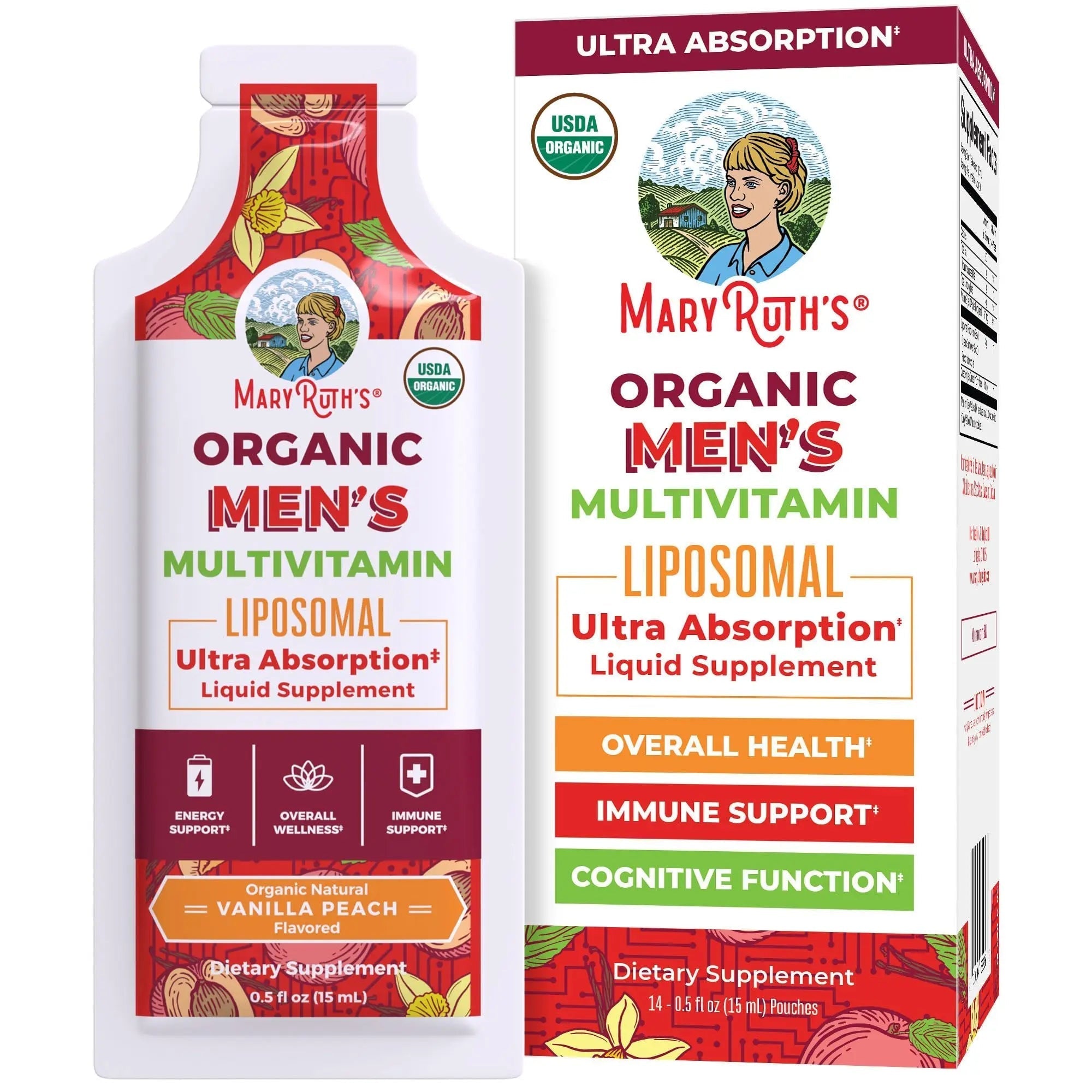MaryRuth Organics Multivitamin for Men | USDA Organic | Sugar Free Mens Multivitamin Liposomal | Liquid Vitamins for Men | MARYRUTH'S Au supplements