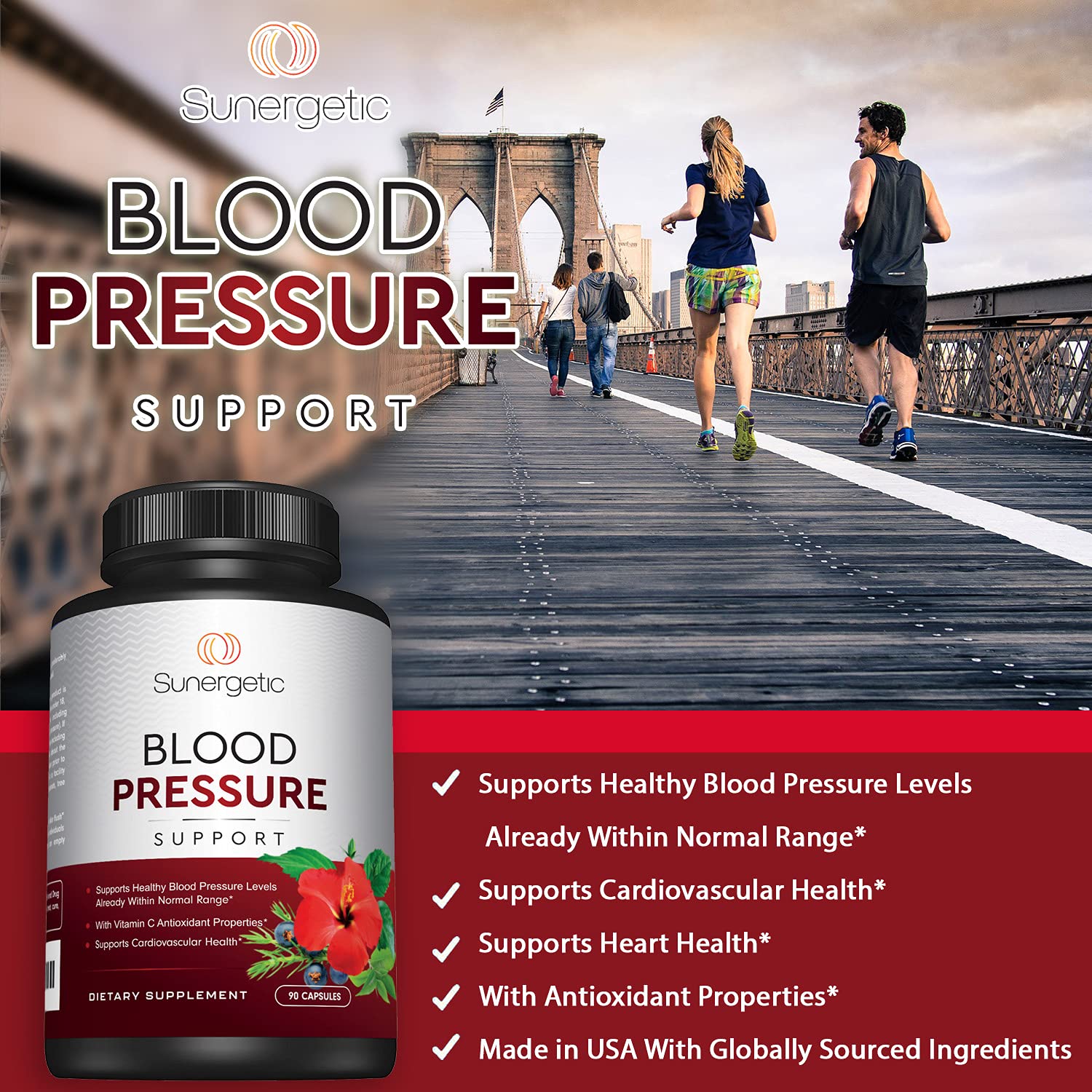 Premium Blood Pressure Support Supplement For Cardiovascular & Heart Health with Garlic Sunergetic Au supplements