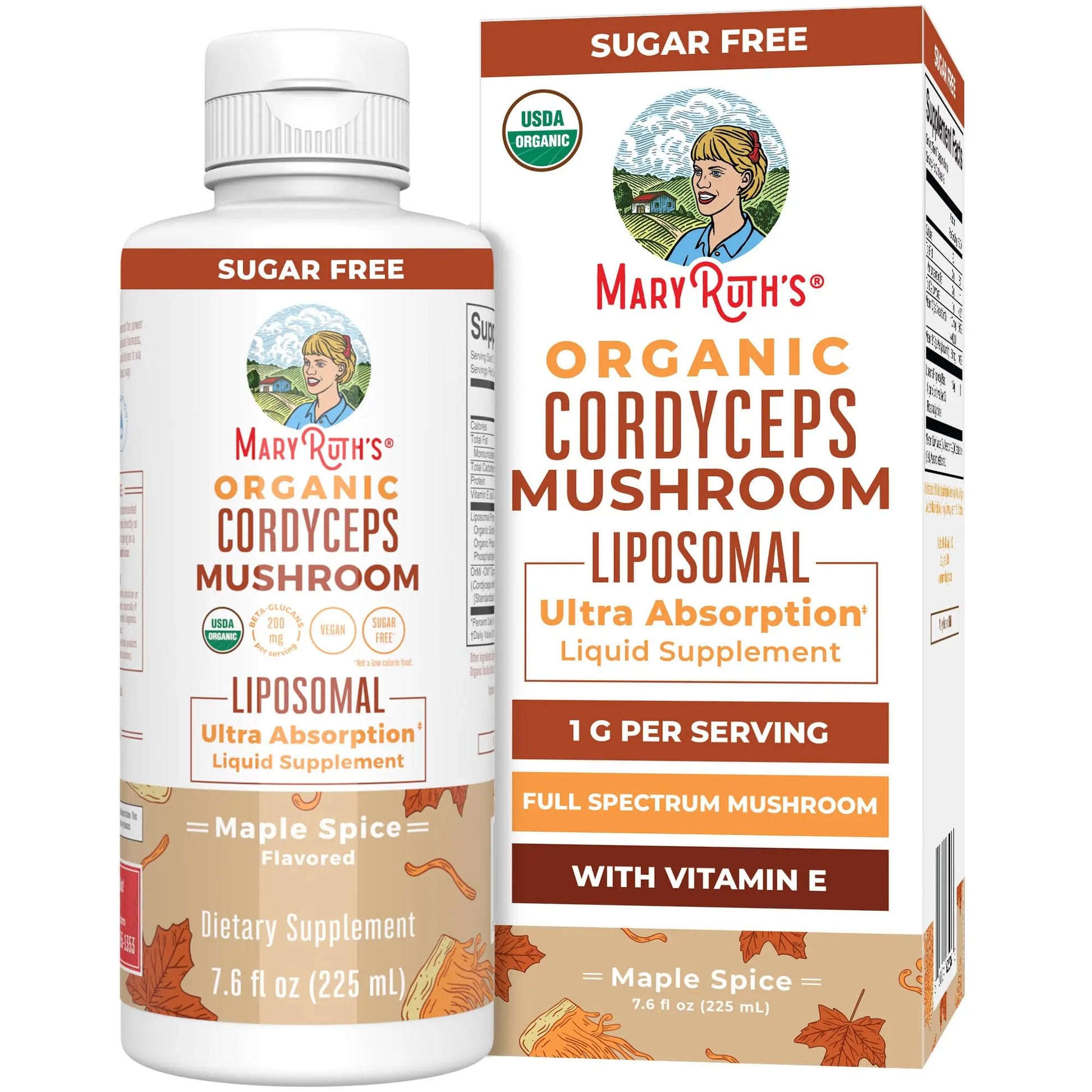 MaryRuth Organics Cordyceps Mushroom Supplement | Ultra Absorption Liposomal | Full Spectrum Mushroom | 200mg Beta-Glucans Per Serving | USDA Organic | Vegan | 7.6 oz | 15 Servings MARYRUTH'S Au supplements