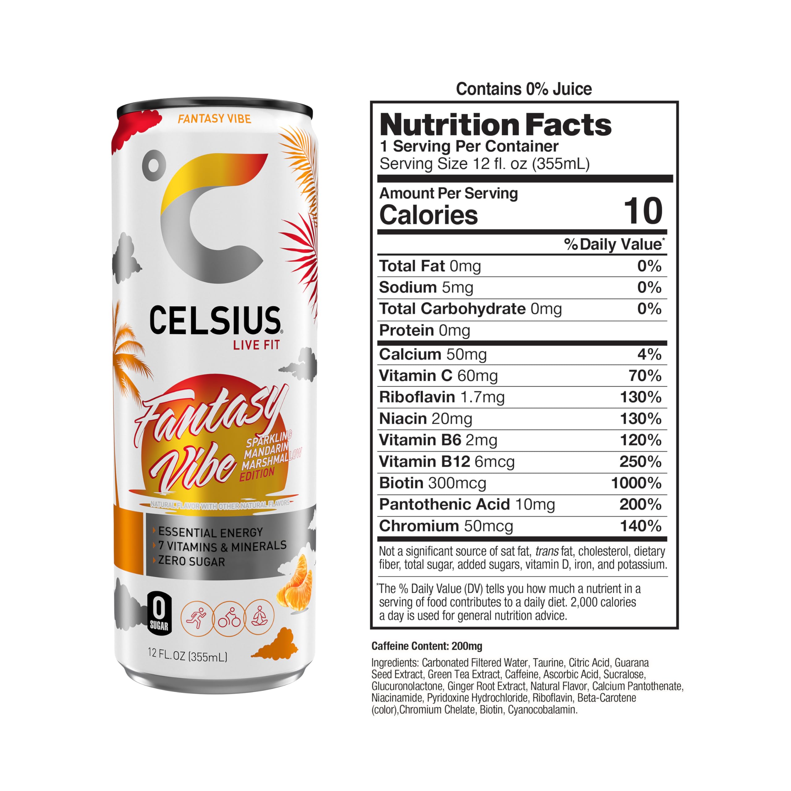 CELSIUS Sparkling Fantasy Vibe, Functional Essential Energy Drink, 12 Fl Oz (Pack of 12) CELSIUS Au supplements