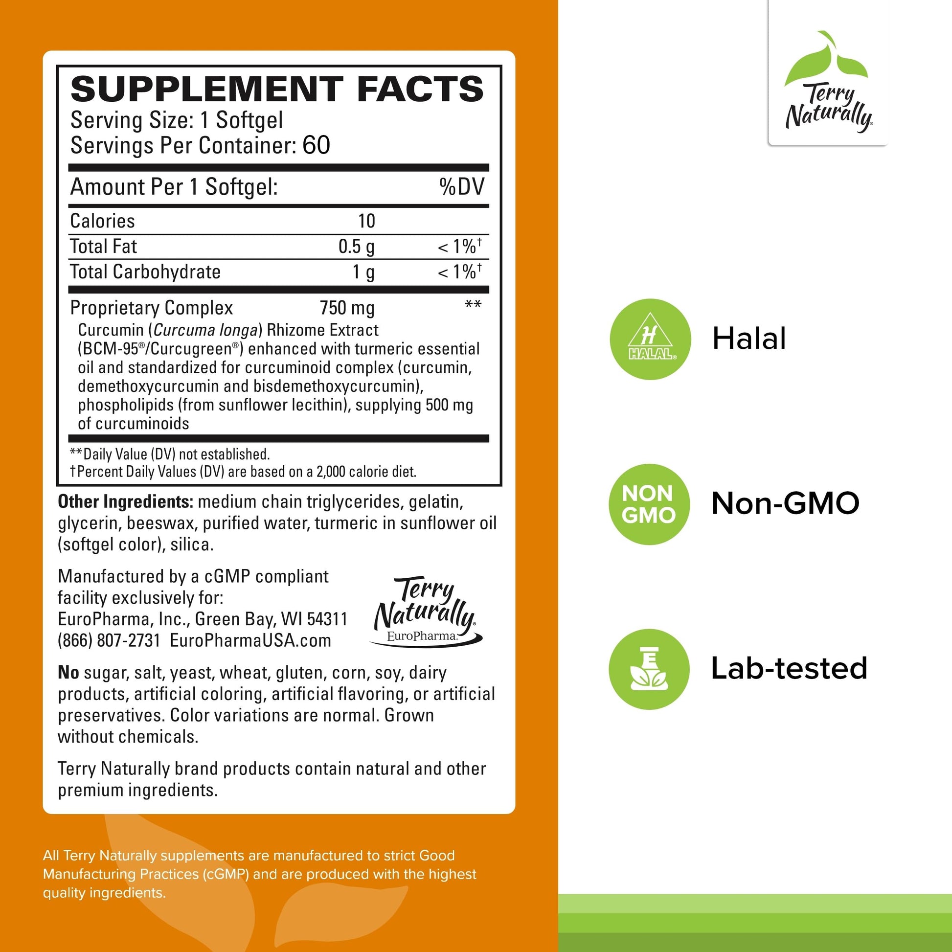 Terry Naturally CuraMed 750mg - Antioxidant Supplement for Brain & Heart Health Support - Dietary Supplement with High-Potency Curcumin Complex - Kidney, Liver & Immune Health Support - 60 Softgels Terry Naturally Au supplements