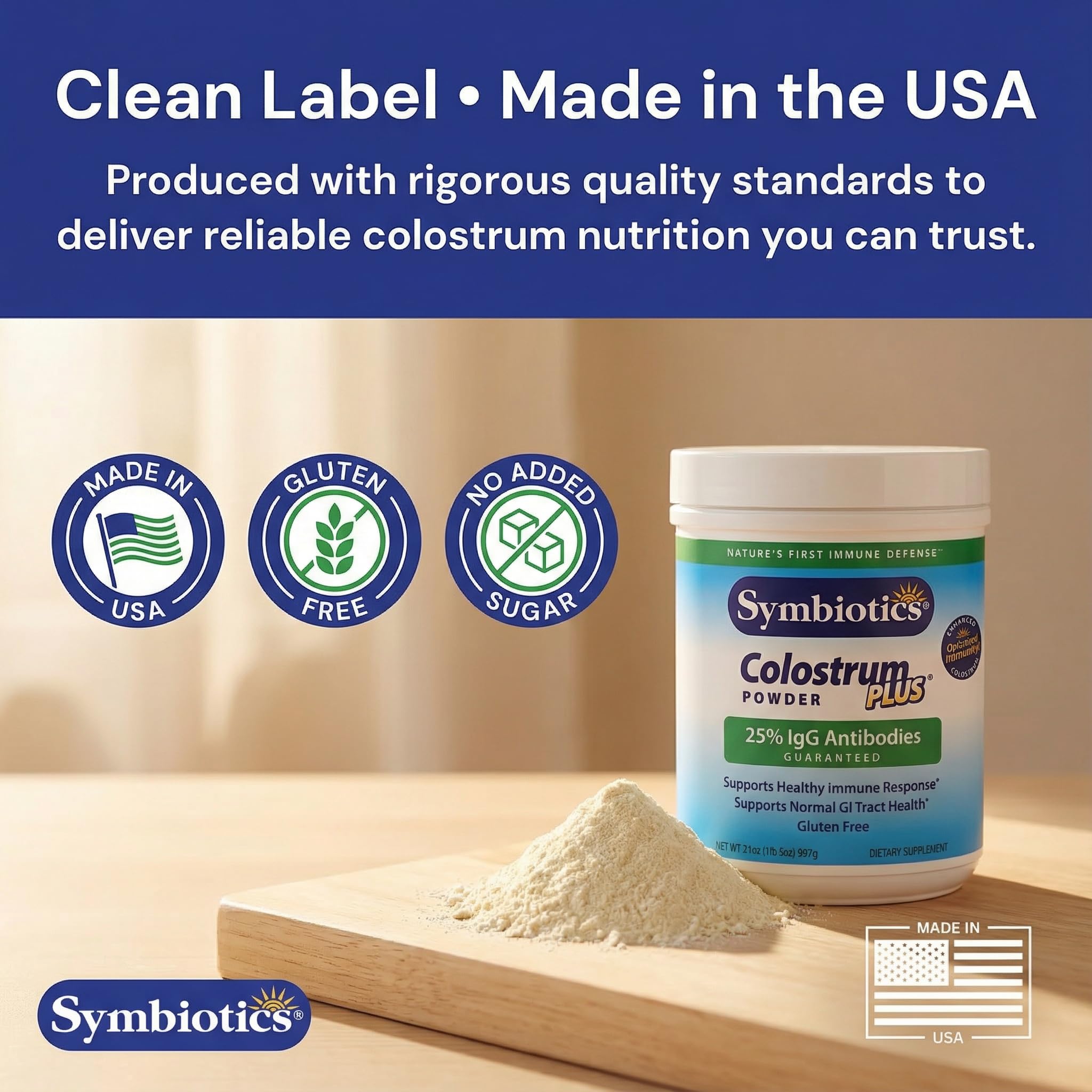 Symbiotics Colostrum Plus Powder 2.25 oz – Immune & Muscle Recovery Support, 25% IgG Immunoglobulins, Gut Health & Training Resilience, Unflavored, Gluten Free - 2.25 oz Symbiotics Au supplements