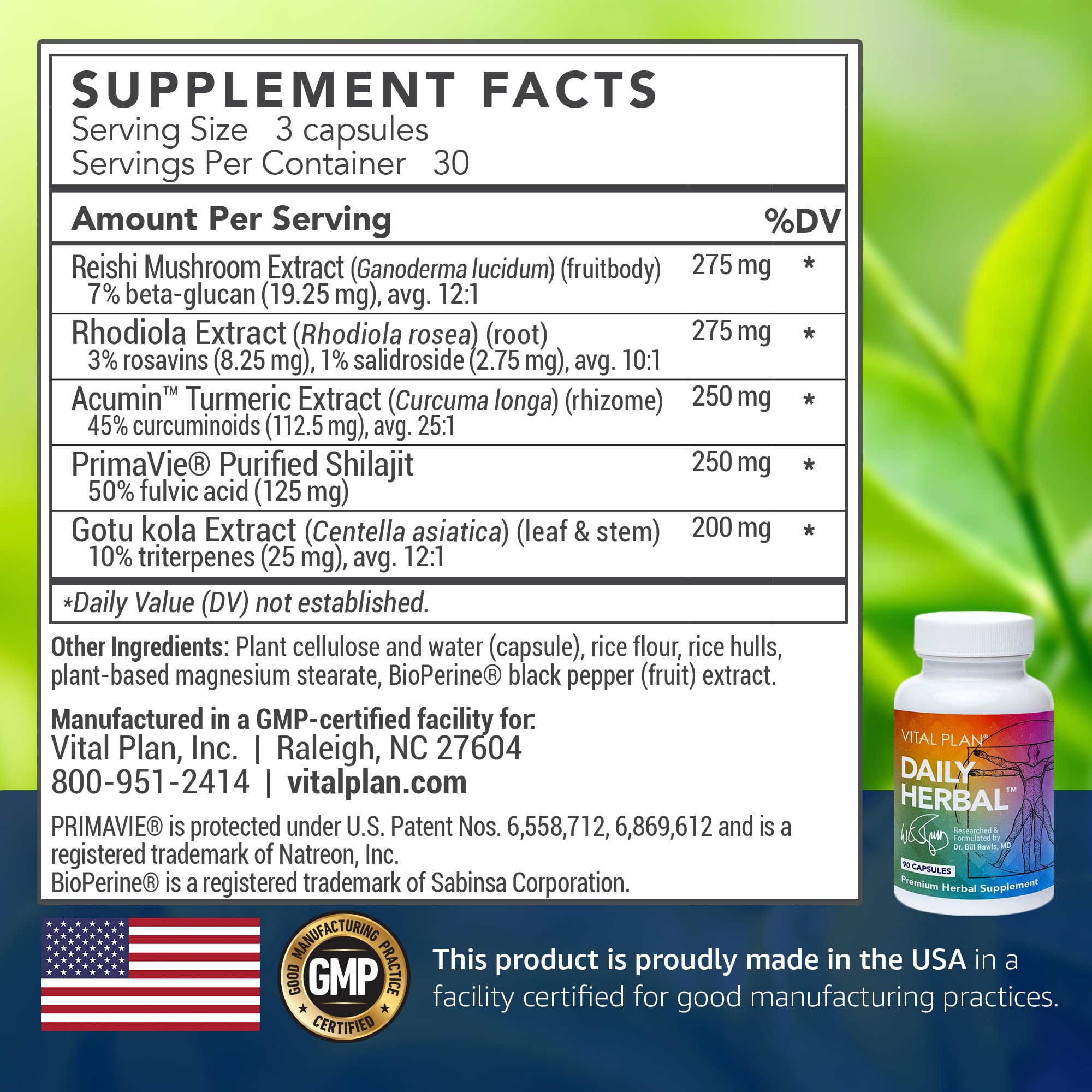 Vital Plan Daily Herbal Supplement by Dr. Bill Rawls – Herbal Immunity Booster for Immune Support, Microbiome Balance & Cell Health — Reishi Mushroom, Turmeric & Rhodiola Vital Plan Au supplements