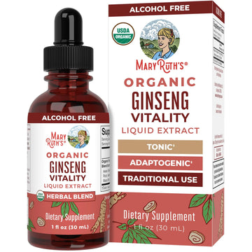 MaryRuth Organics Herbal Supplement for Brain Function | Boost Energy | Memory | Vitality USDA | Ginseng with Ashwagandha | Eleuthero and Maca Root Extract | 1 Fl Oz MARYRUTH'S Au supplements