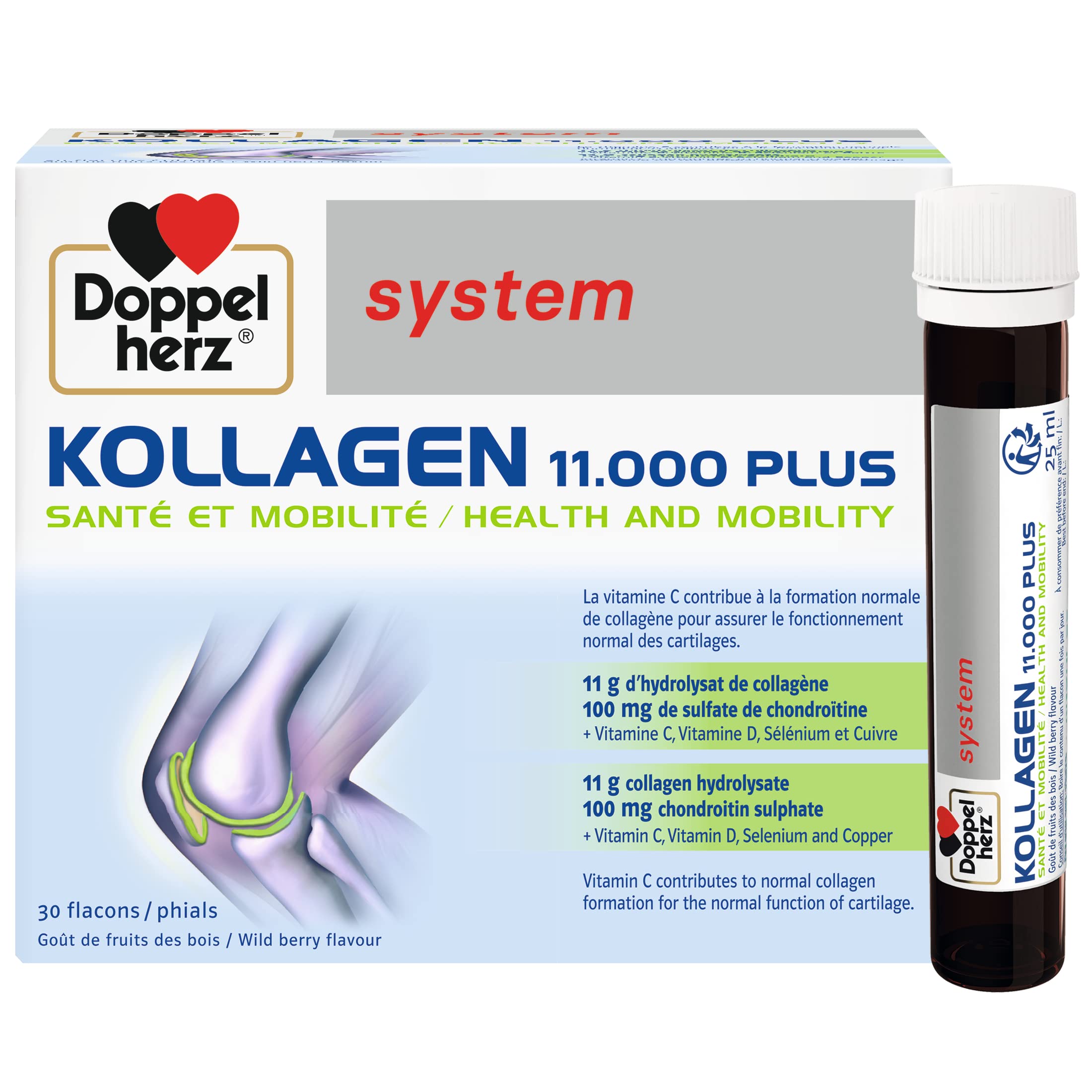 Doppelherz - Kollagen 11000 Plus - Collagen hydrolysate, chondroitin Sulphate, Vitamins C and D and Trace Elements Doppelherz Au supplements