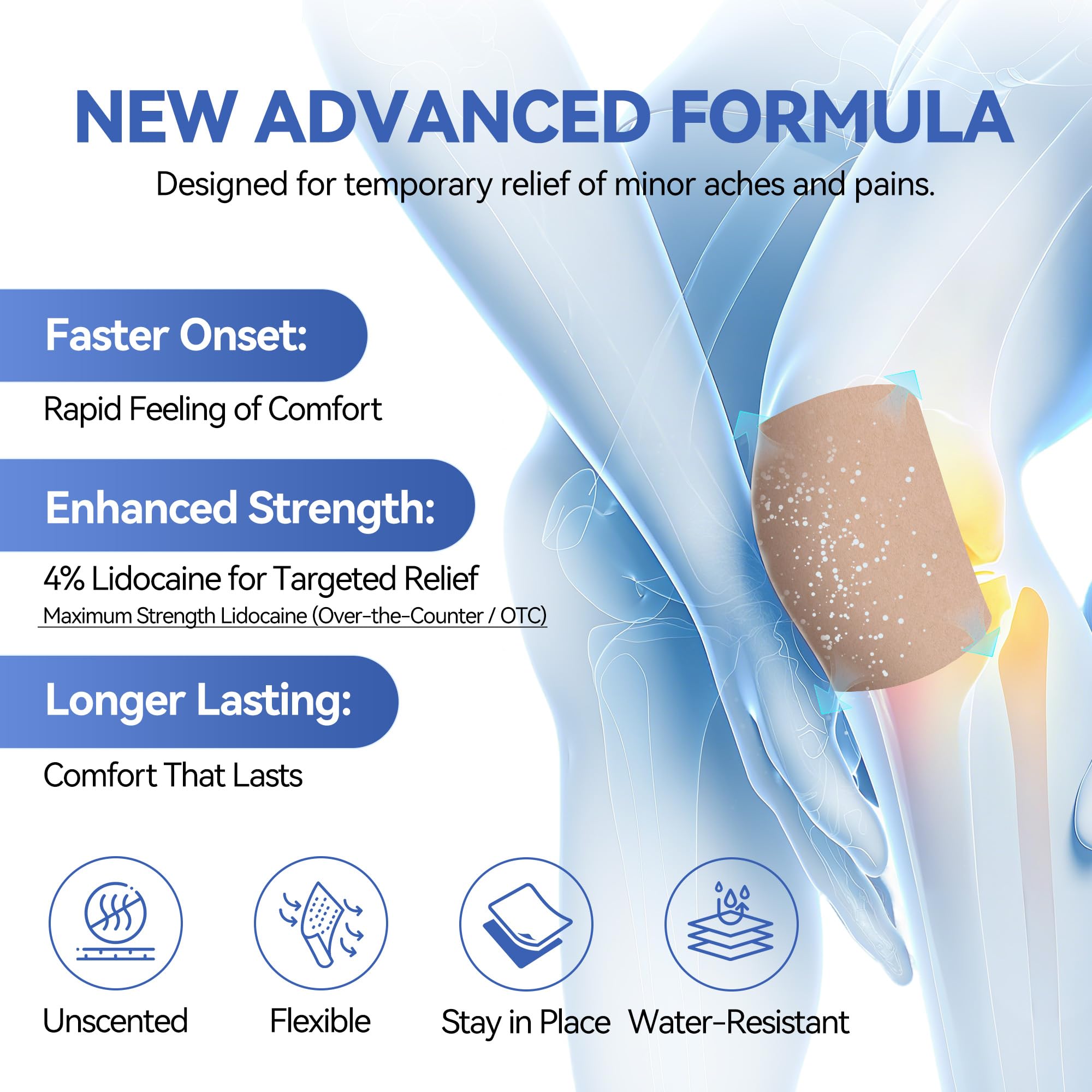 CARELAND 4% Lidocaine Patches Maximum Strength, 21 Count (10cm x 14cm) - OTC Pain Relief Patches with Stronger Adhesion for Back, Shoulder, Knee, Large Size CARELAND Au supplements