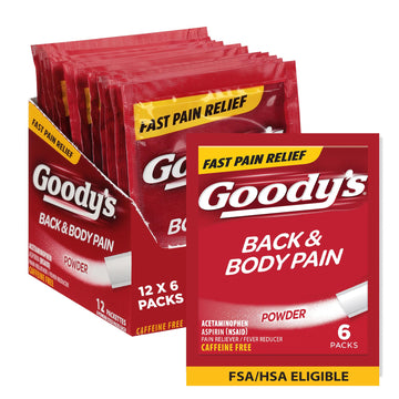 Goody's Body Ache & Back Pain Relief Powder, Dual Action with Acetaminophen & Aspirin, Caffeine-Free, 6 Count, Pack of 12 Goody's Au supplements