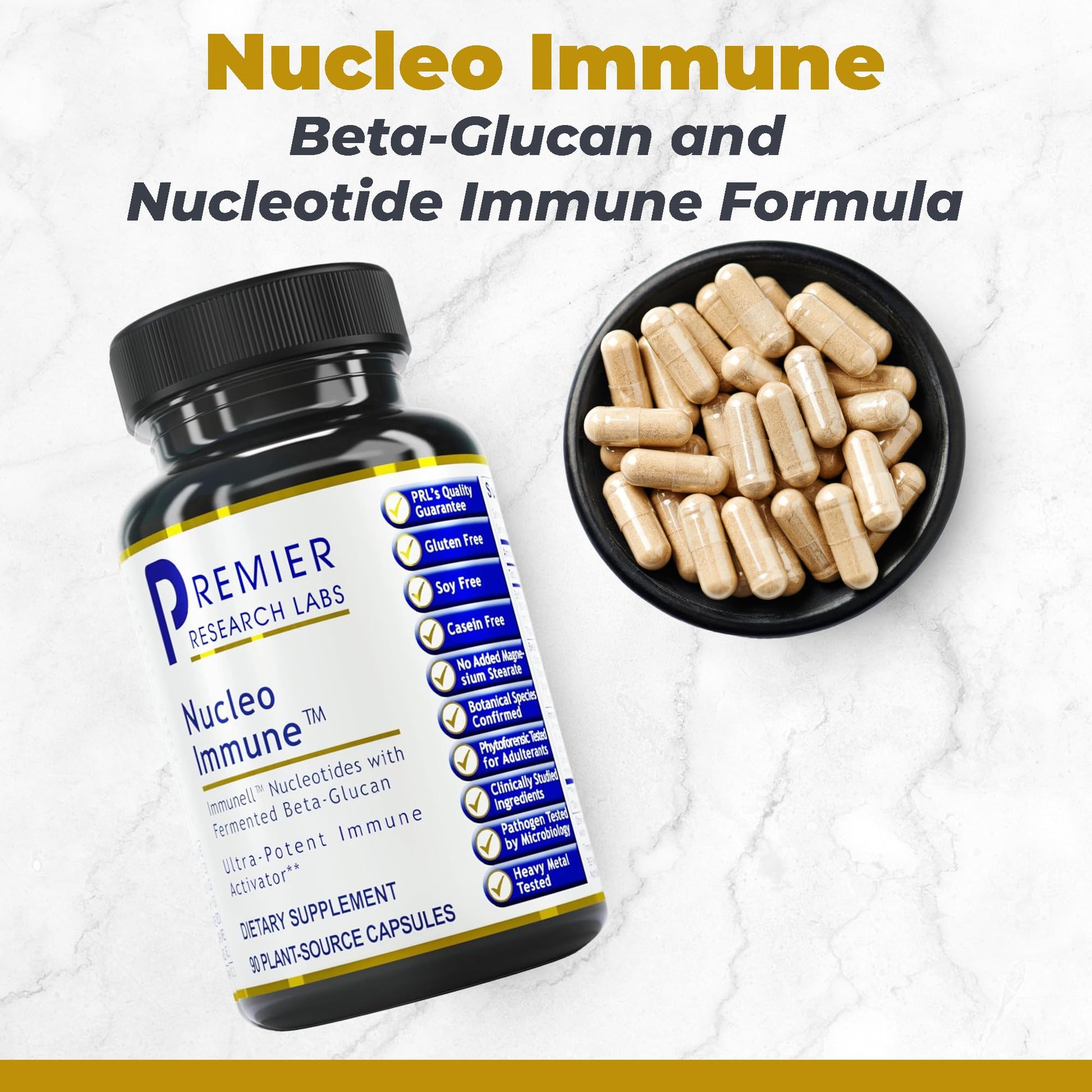 Premier Research Labs Nucleo Immune - Beta Glucan Supplements, Beta Glucans, Phytochemicals, Prickly Pear, Fiber, Immune Support - 90 Capsules Premier Research Labs Au supplements