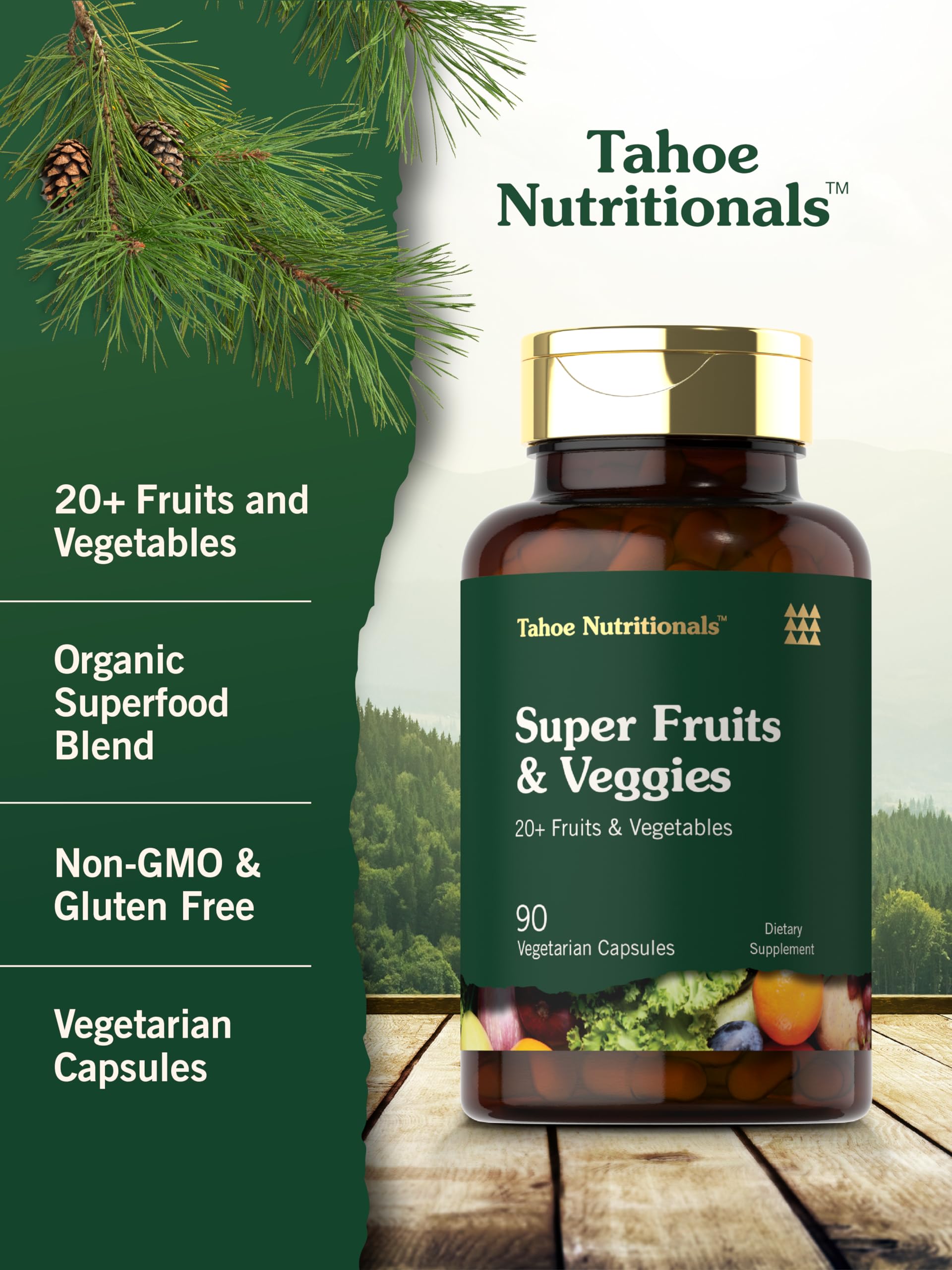 Tahoe Nutritionals Super Fruits and Veggies Capsules | 90 Count | Vegetarian, Non-GMO and Gluten Free Supplement Tahoe Nutritionals Au supplements