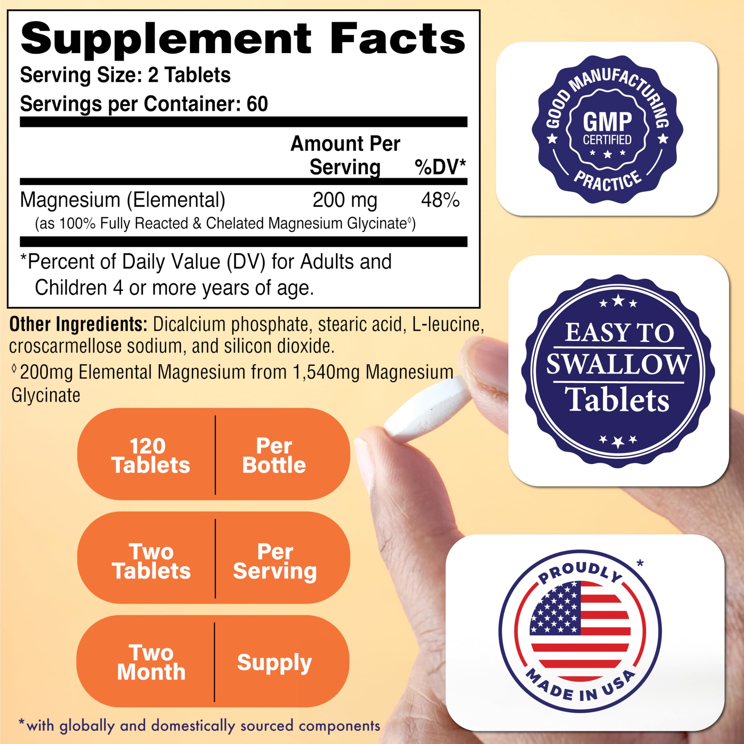 Magnesium Glycinate - Muscle, Nerves, Relaxation & Sleep Supplement | 200mg Elemental Magnesium Fully Reacted Chelated | Gentle on the Stomach | Non-GMO 120 Tablets | by Health Thru Nutrition Health Thru Nutrition Au supplements