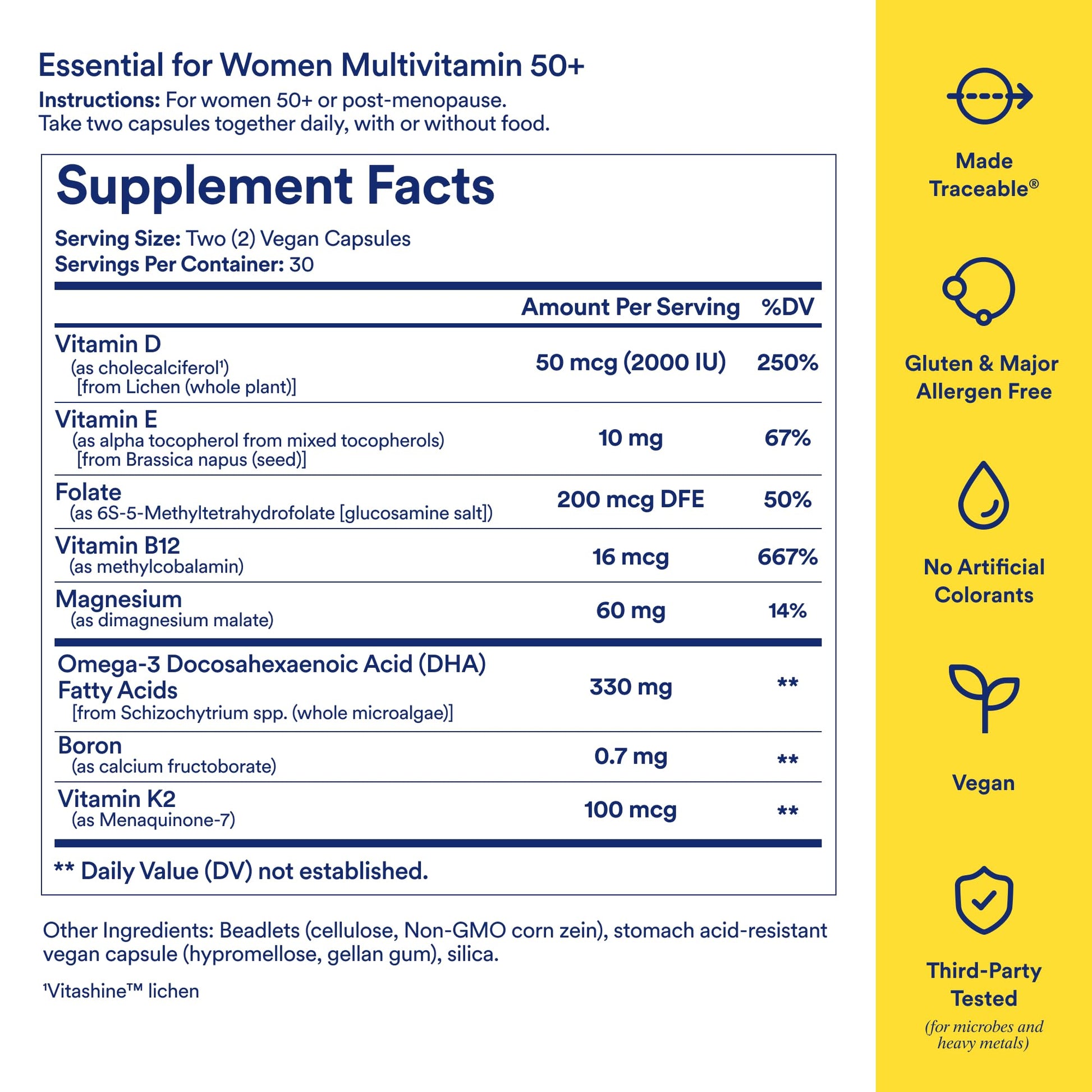 Ritual Multivitamin for Women 50+, Menopause Supplements with Vitamin D3, K2 and Magnesium for Bone Support*, Omega-3 DHA, Vitamin B12 Ritual Au supplements