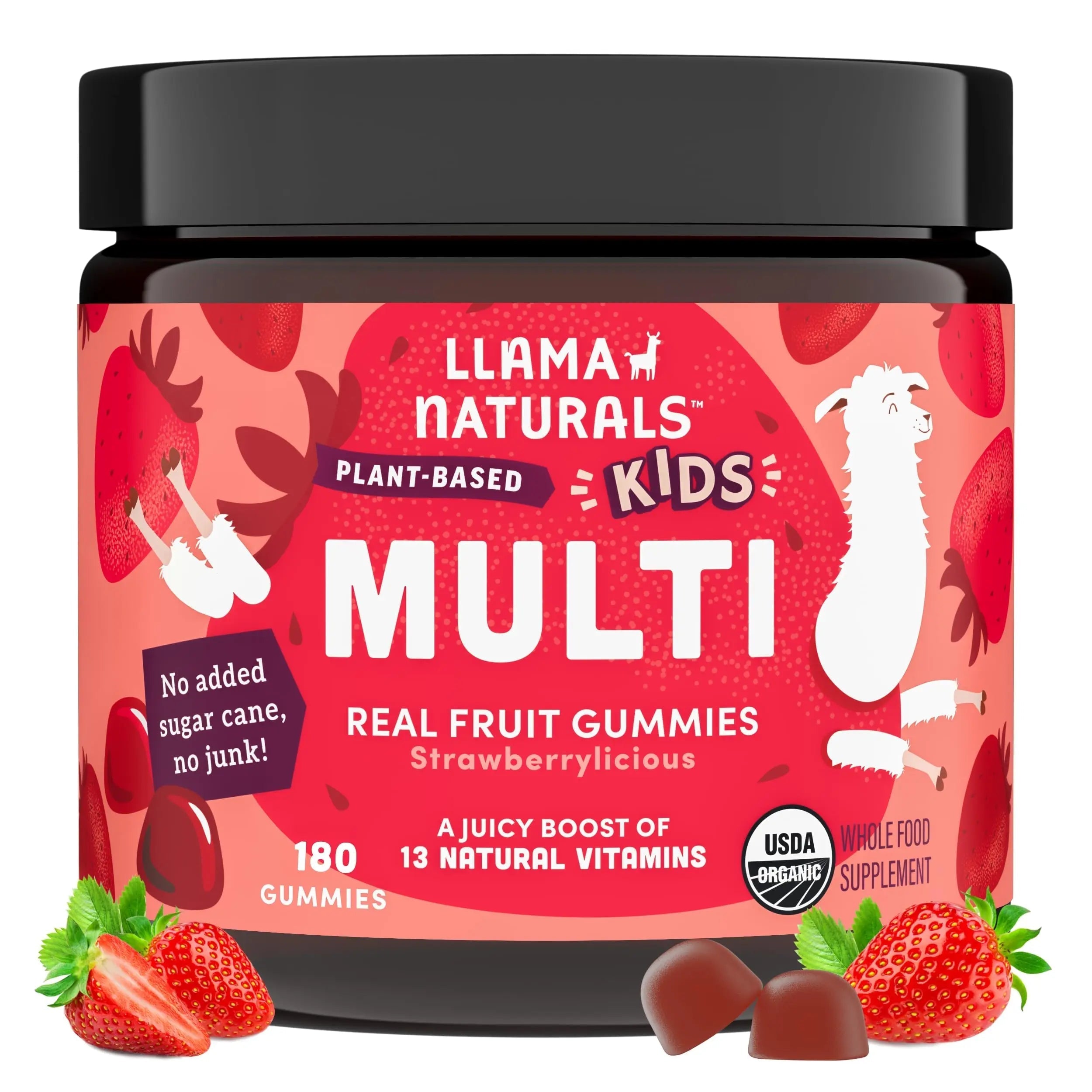 Llama Naturals Kids Multivitamin Gummies | Real Fruit, No Added Sugar Cane | Organic Vegan Toddler Whole Food Vitamins | Llama Naturals Au supplements