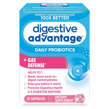 Digestive Enzyme and Probiotic Capsule- Digestive Advantage 32 Capsules, Survives 100x Better than regular 50 billion CFU, Breaks down food, helps prevent gas Digestive Advantage Au supplements