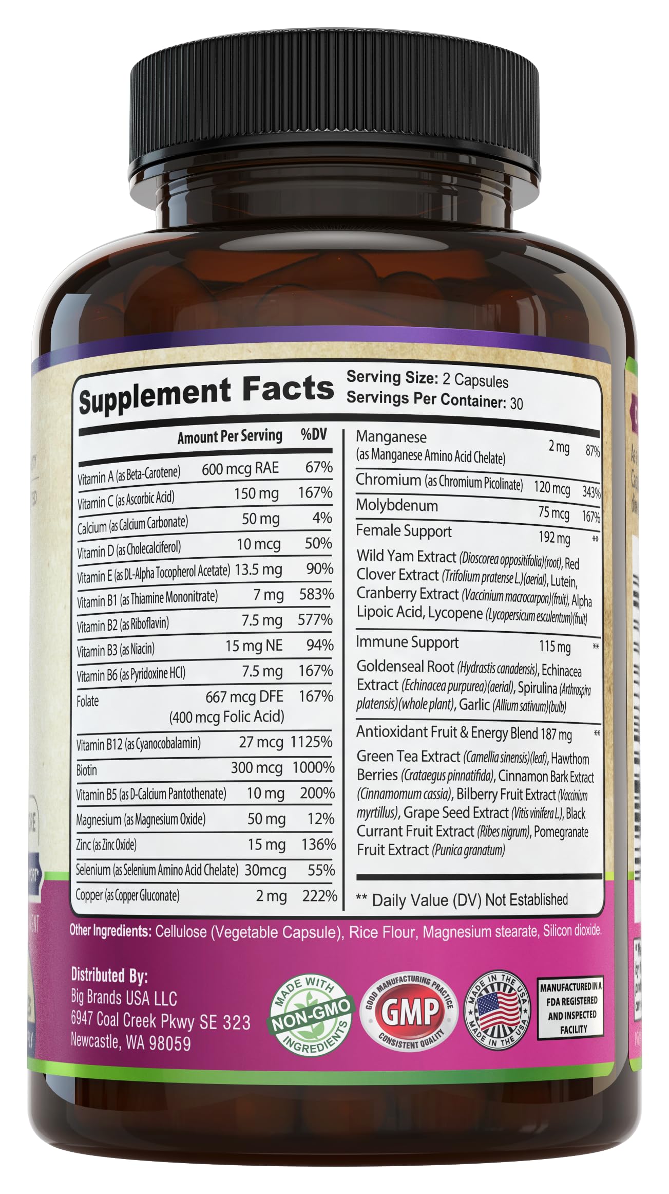 Womens Daily Multivitamins & Multimineral Supplement for Energy, Mood, Focus, Hair WHOLE WORLD WELLNESS Au supplements