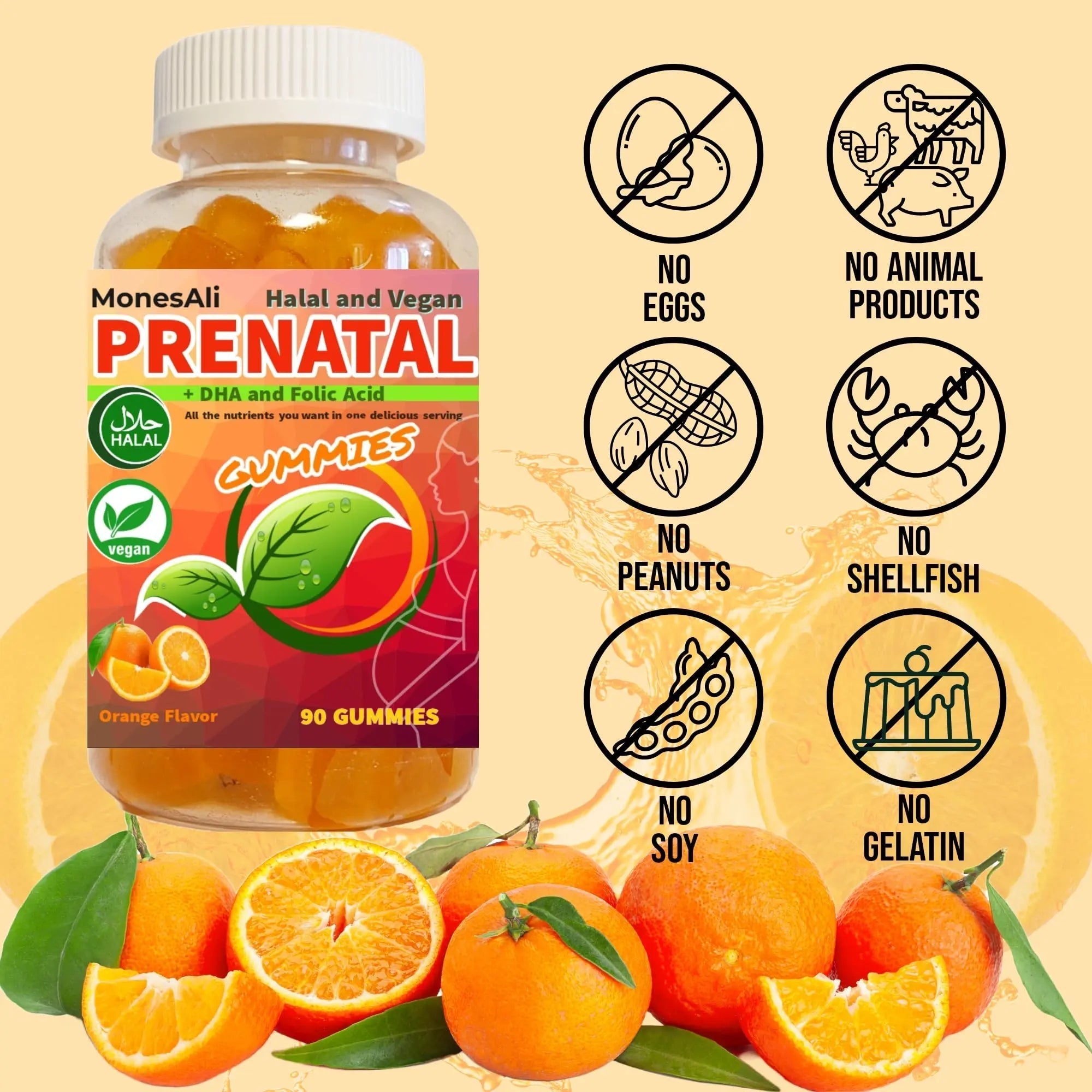 MonesAli Prenatal Gummies for Women Vitamins| & Postnatal | Vegan, Halal, Gelatin Free | with Folate, Iron & Biotin | MonesAli Au supplements