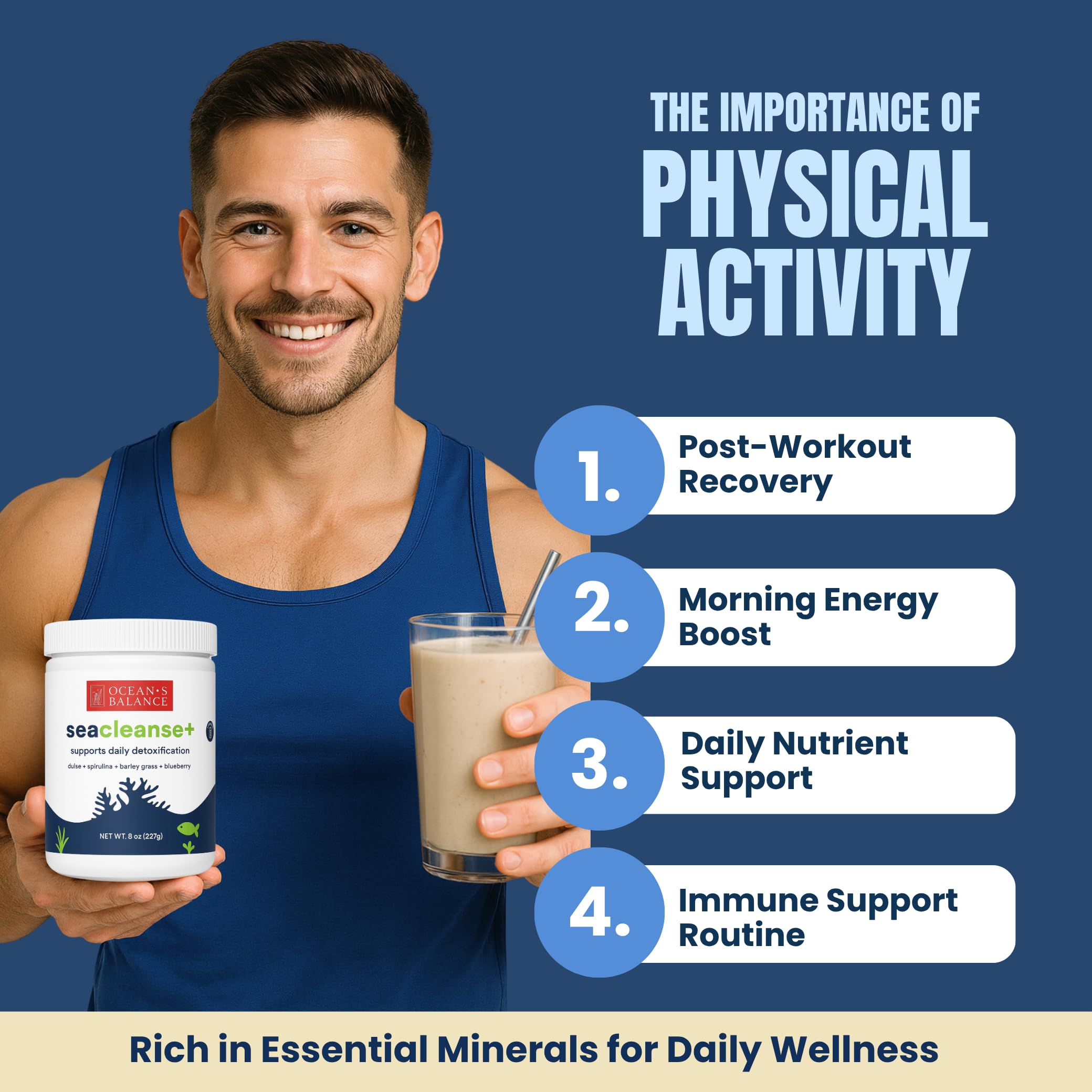 Ocean's Balance Seacleanse+ Daily Detox Cleanse Powder | Gut Health & Immune Support | Supports Gentle Cleanse & Vitality | 8oz Ocean's Balance Clean Taste of Maine Au supplements