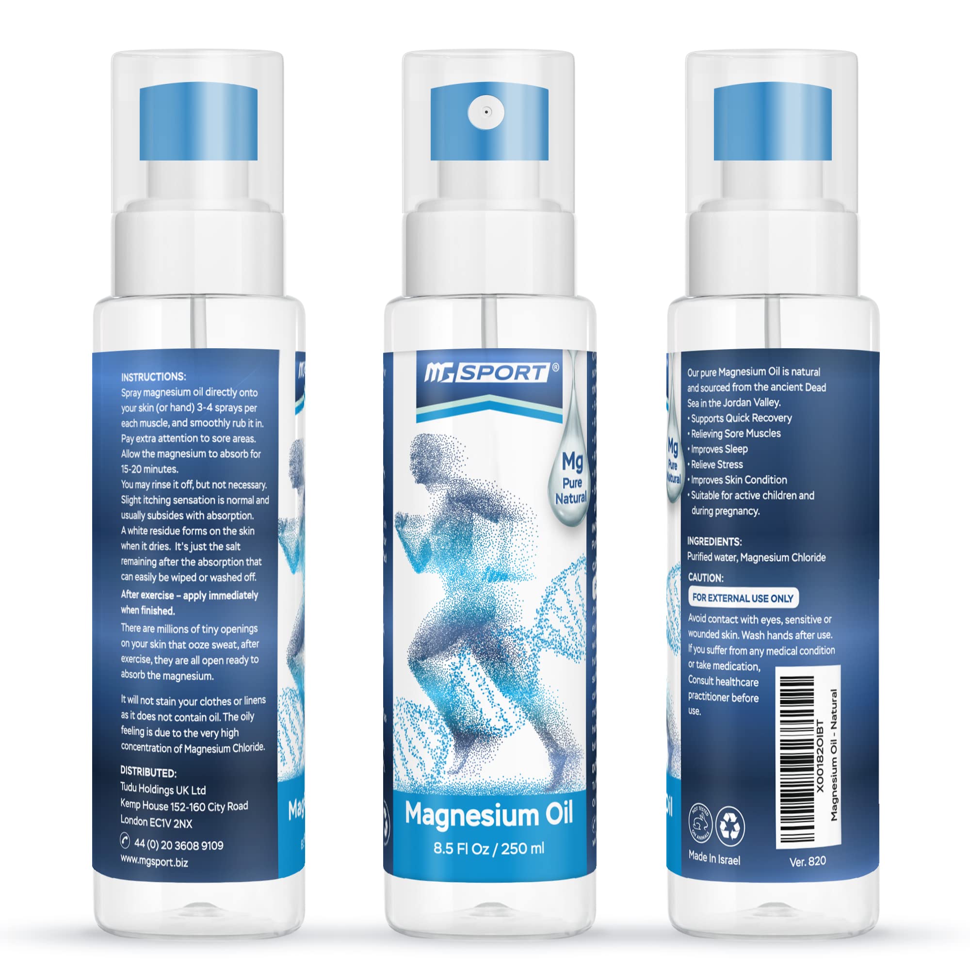 High Absorption Pure Magnesium Oil Spray – 250 ml – 100% Pure Magnesium Chloride MGSPORT Au supplements