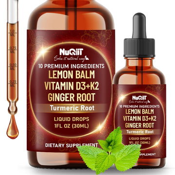NUQIIT 10in1 Lemon Balm Tincture Blend Includes Vitamin D3, Vitamin K2, Lemon Balm, Ginger, Turmeric, Ceylon Cinnamon and More - 1 FL Oz - 60 Day Supply NUQIIT Au supplements