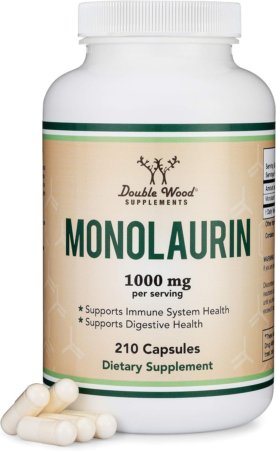 Monolaurin Immune Support Supplement 1,000mg per Serving, 210 Capsule Double Wood Supplements Au supplements