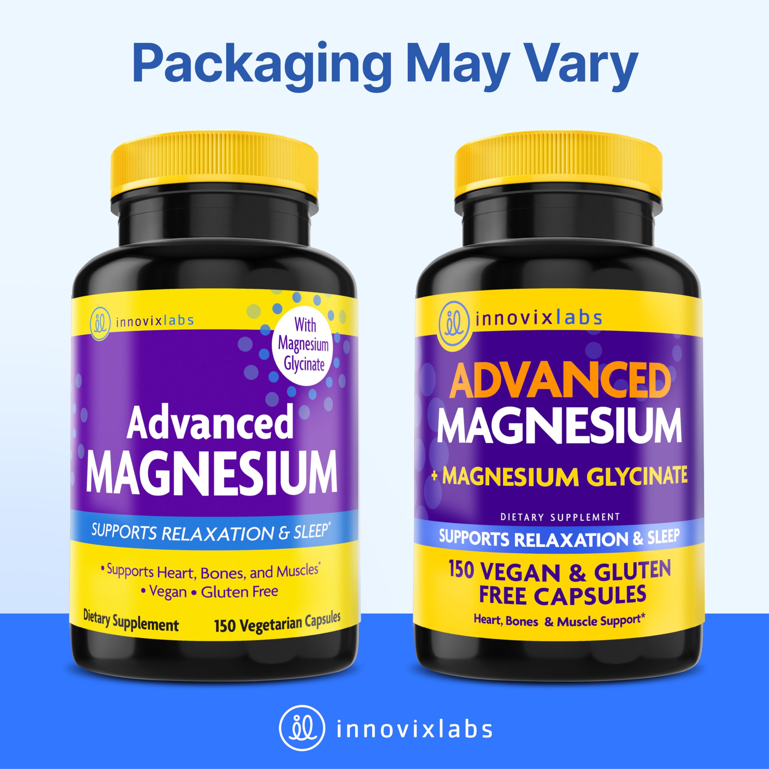 InnovixLabs Advanced Magnesium Capsules - 150 Ct, 210 mg - Chelated Glycinate and Malate - High Absorption, Promotes Relaxation, Bones, Muscle Health, Vegan Malate Sleep Supplement InnovixLabs Au supplements