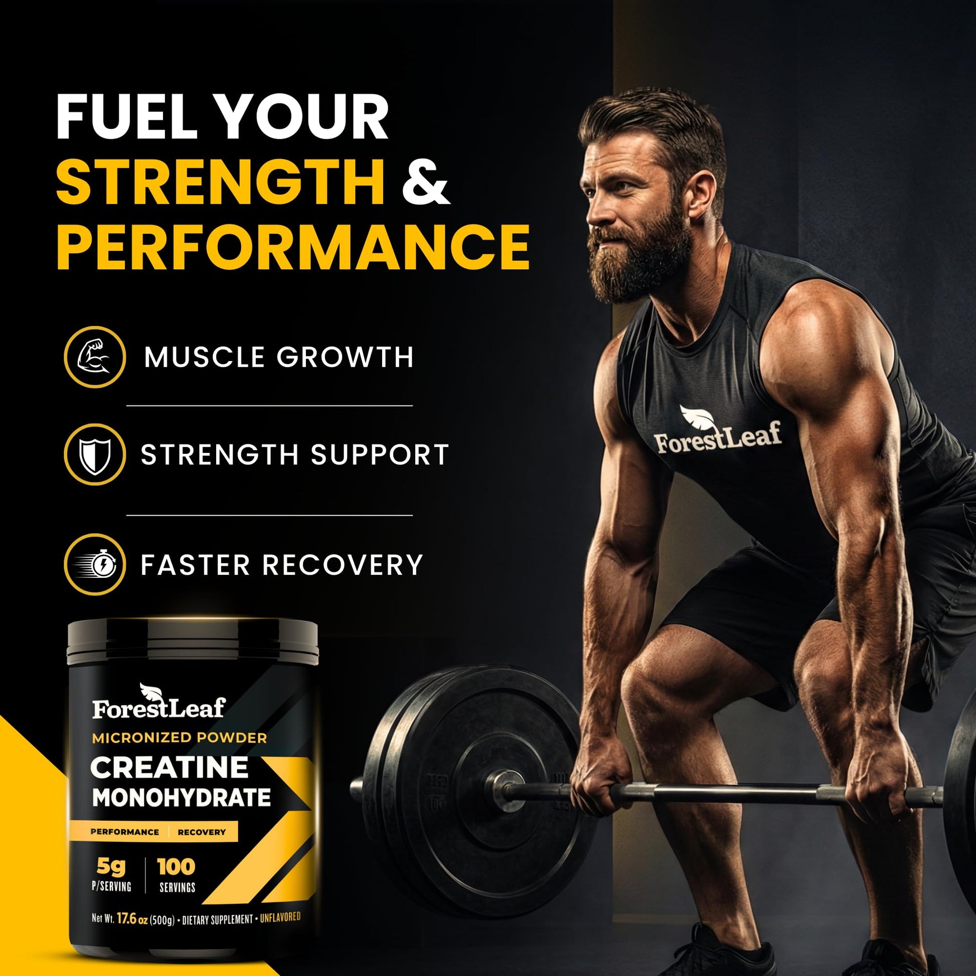 ForestLeaf Micronized Creatine Monohydrate Powder - Maximize Muscle Growth & Strength - Unflavored Creatine for Women and Men - 5G Per Serving - 100 Servings ForestLeaf Au supplements