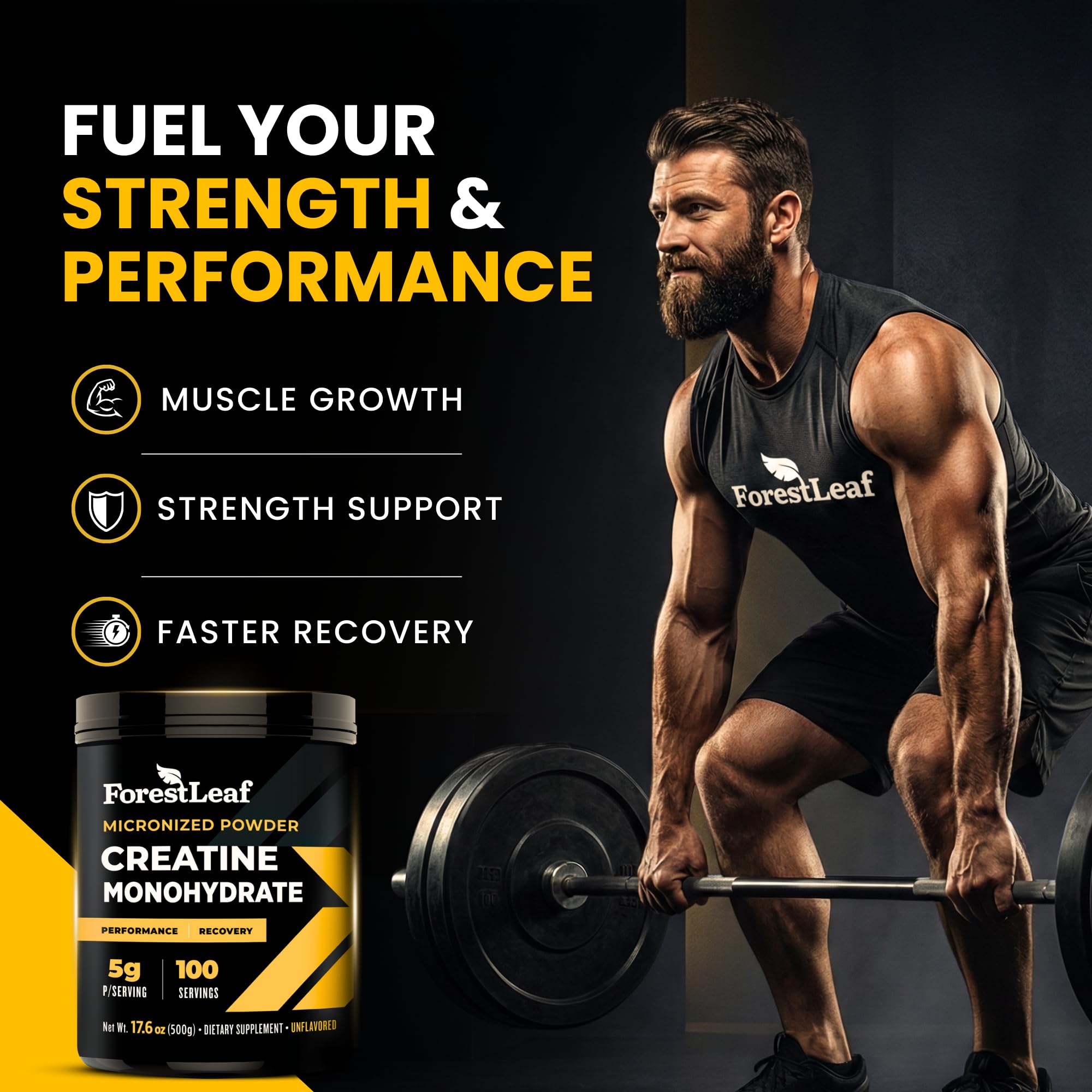 ForestLeaf Micronized Creatine Monohydrate Powder - Maximize Muscle Growth & Strength - Unflavored Creatine for Women and Men - 5G Per Serving - 100 Servings ForestLeaf Au supplements
