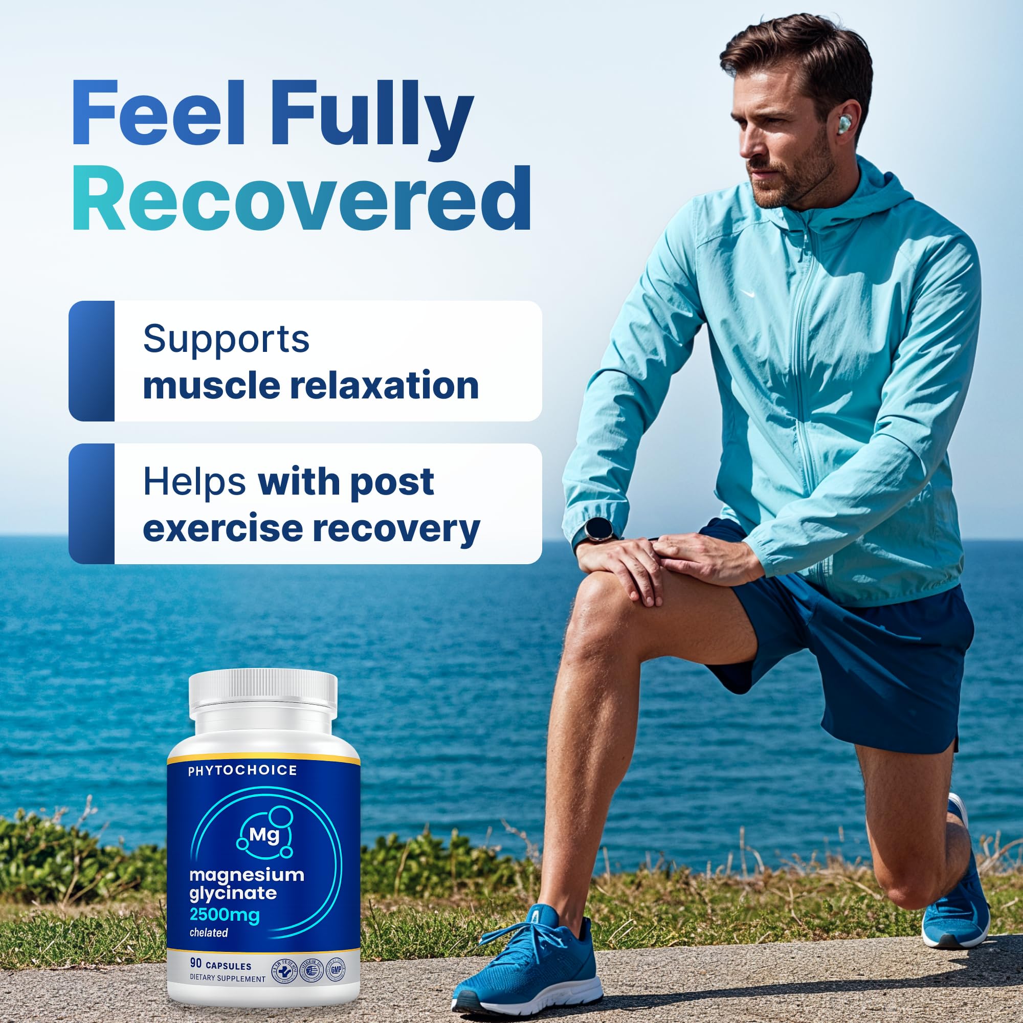Magnesium for Sleep & Recovery – High Potency 2500mg Magnesium Glycinate for Men & Women, Chelated for High Absorption, Supports Deep Rest, Nerve & Muscle Recovery, Made in USA, 1 Month Supply PHYTOCHOICE Au supplements