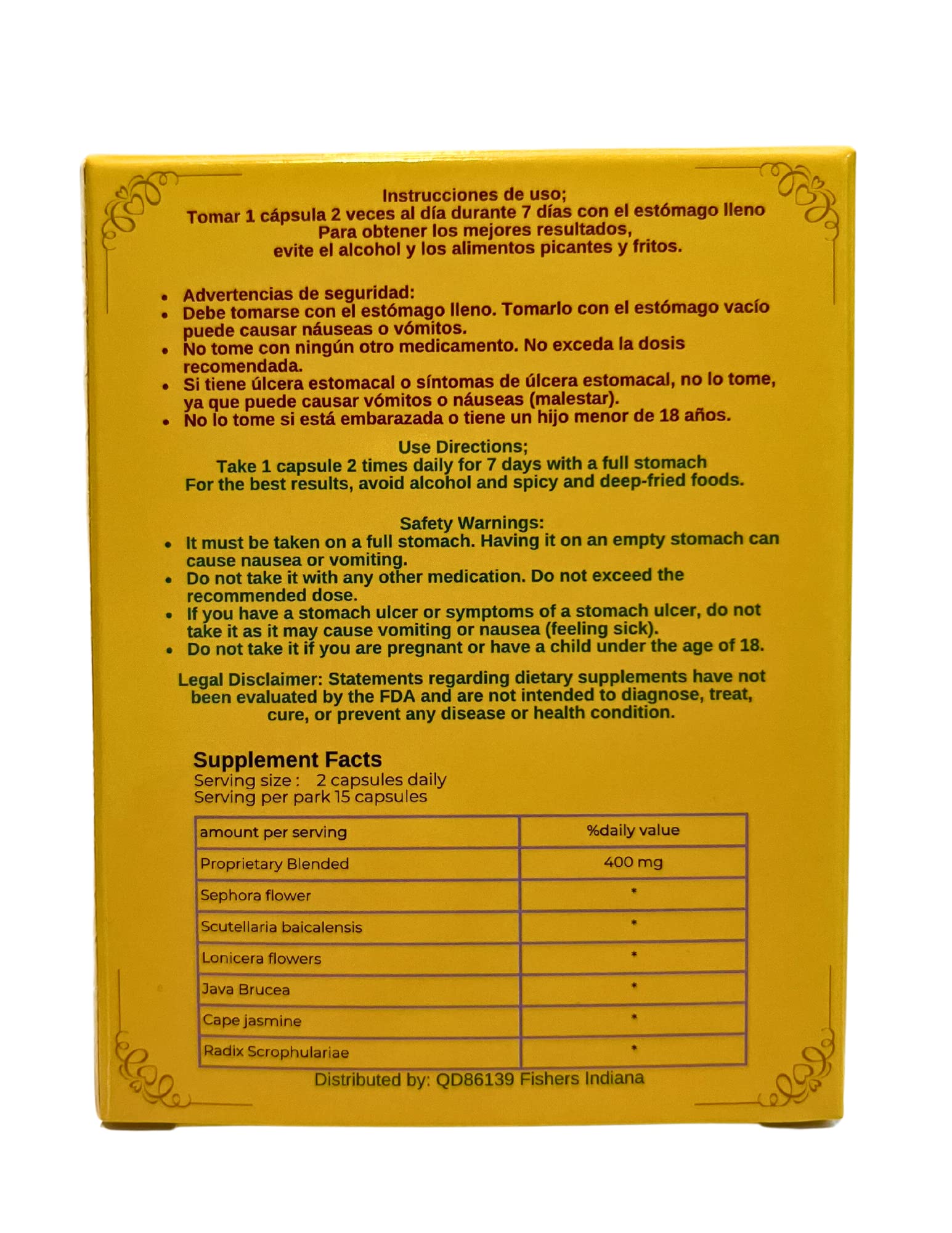 Hemorr7: 7Days 15 Capsules Herbal Hemorrhoid Detox Formula,Fórmula Herbal para desintoxicar las hemorroides Durante 7 días Generic Au supplements