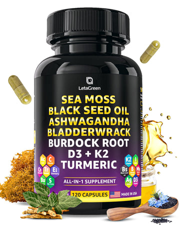 LetaGreen Ocean Wild Sea Moss Capsules - 120 Black Seed Oil Sea Moss Pills LetaGreen Au supplements